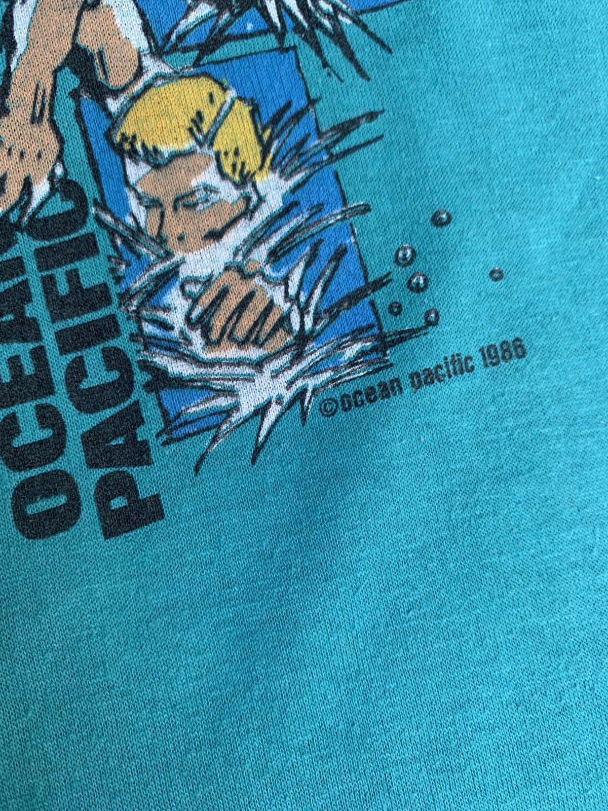 Ocean Pacific 1988 Ocean Pacific Vintage Teal Surf Graphic Tee Size L / US 10 / IT 46 - 6 Thumbnail