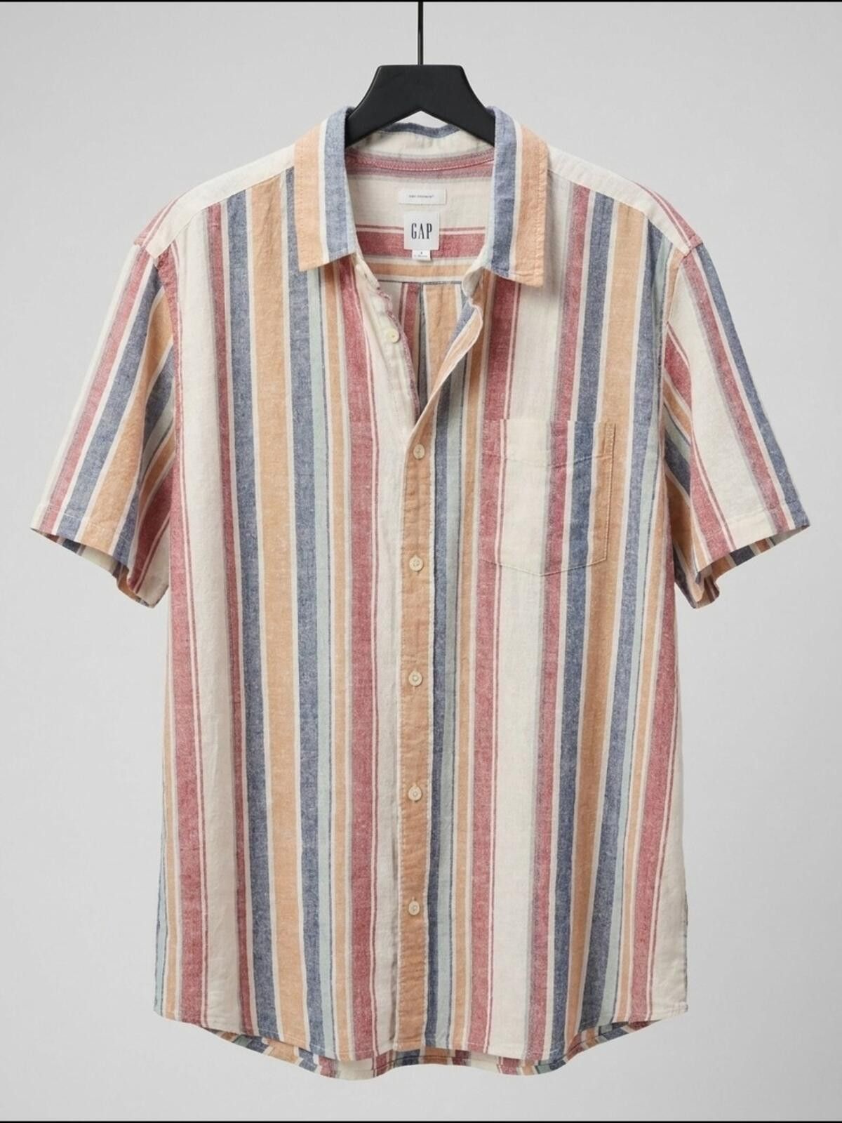 Gap GAP Short-Sleeve Button-Up Shirt in Multicolor Stripes Size US XL / EU 56 / 4 - 1 Thumbnail