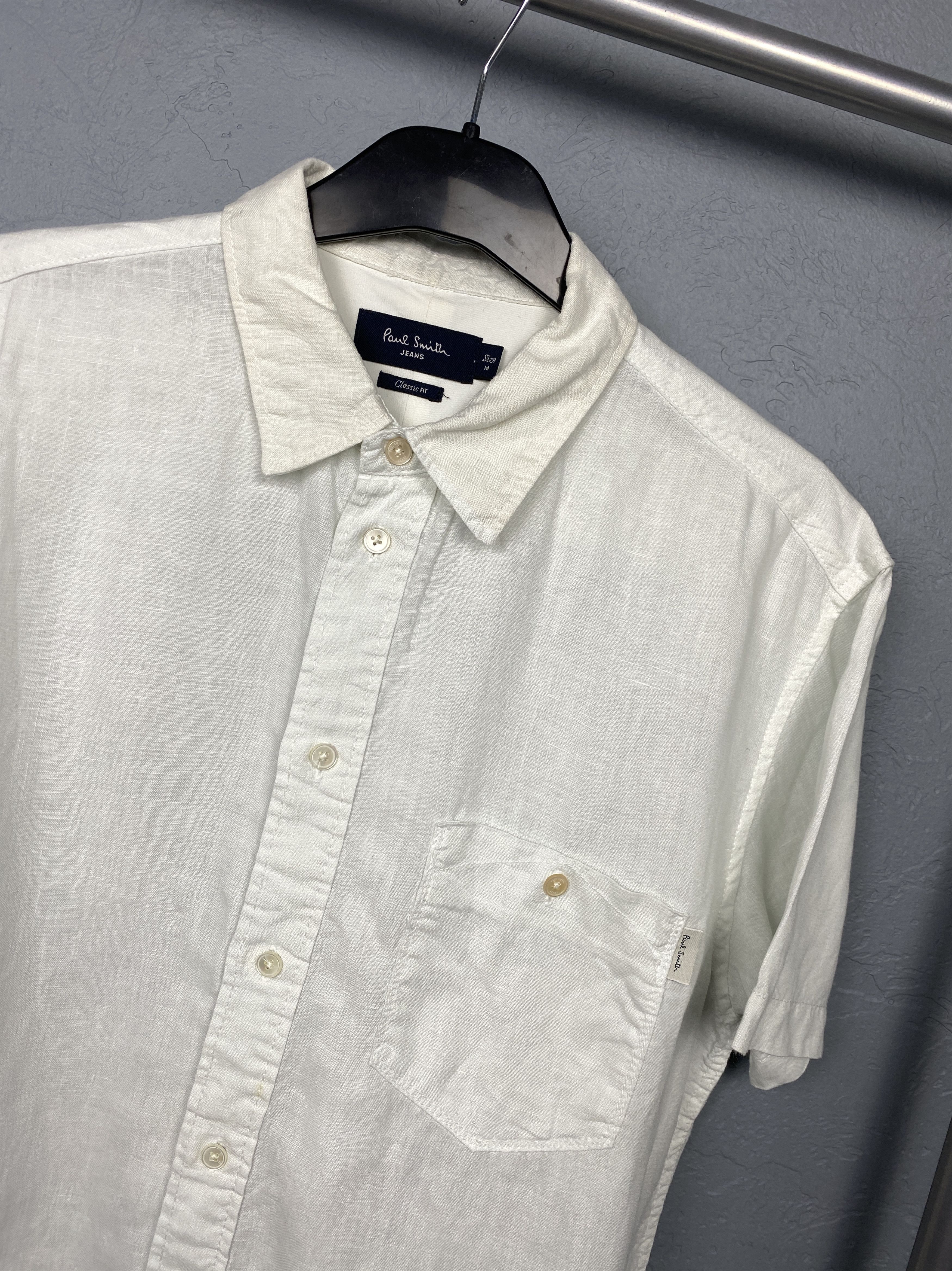 Paul Smith Paul Smith Vintage Mens White LINEN Short Sleeve Shirt Size US M / EU 48-50 / 2 - 2 Thumbnail