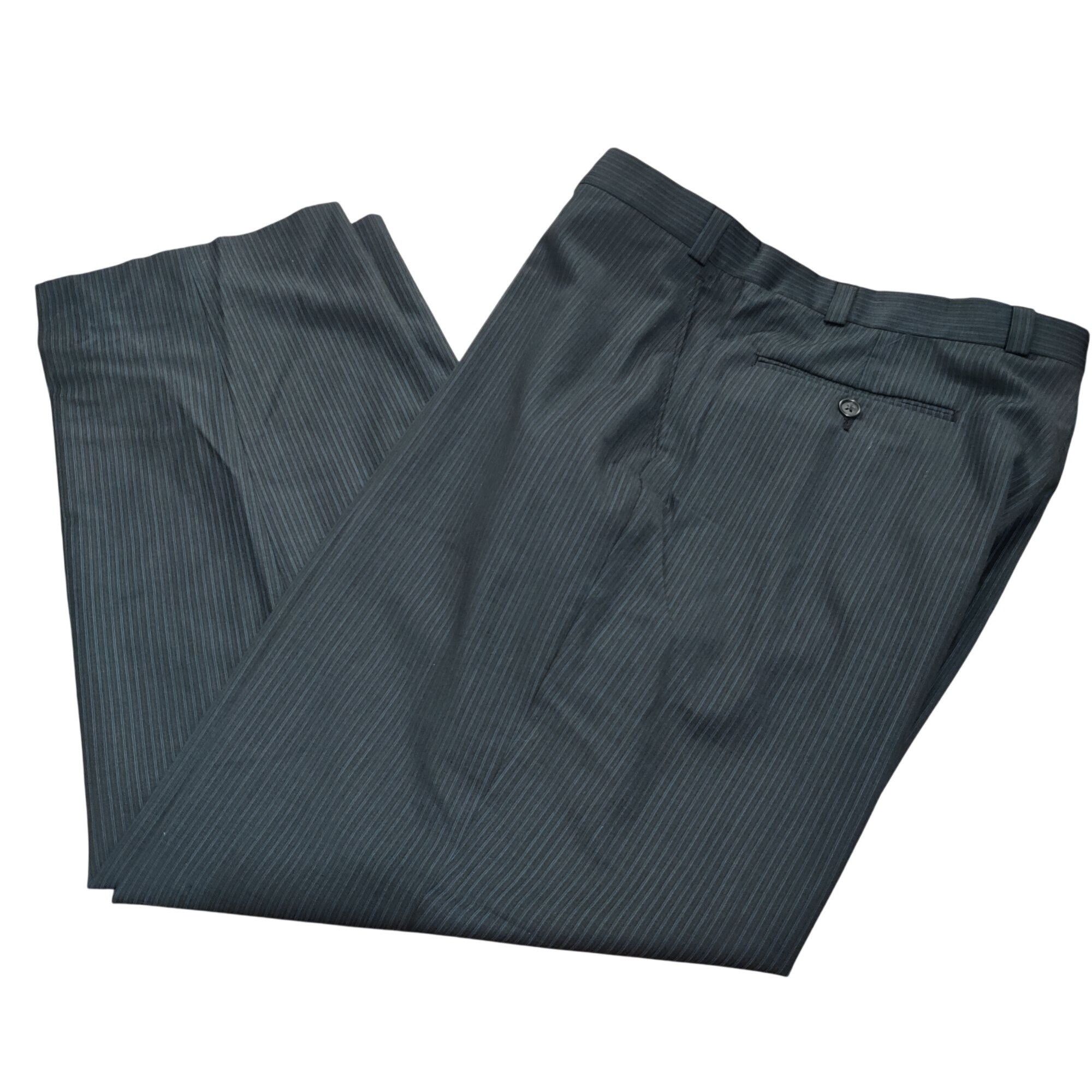 Vintage Calvin Klein 36 W x 30 L Black Wool Dress Pants Blue Pinstri Size 36R - 9 Thumbnail