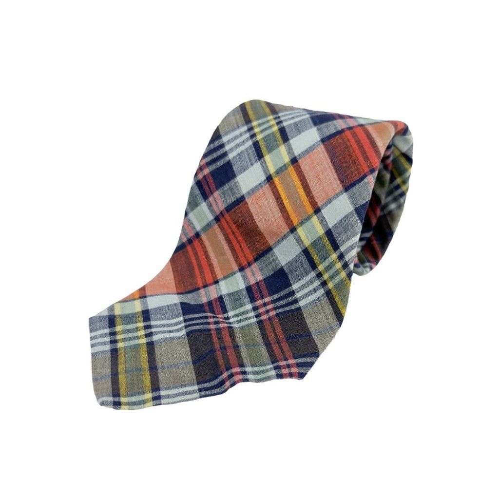 Vintage ROOSTER 70's 80's Assymetrical Barbour's Plaid Rainbow Tie Size ONE SIZE - 2 Thumbnail
