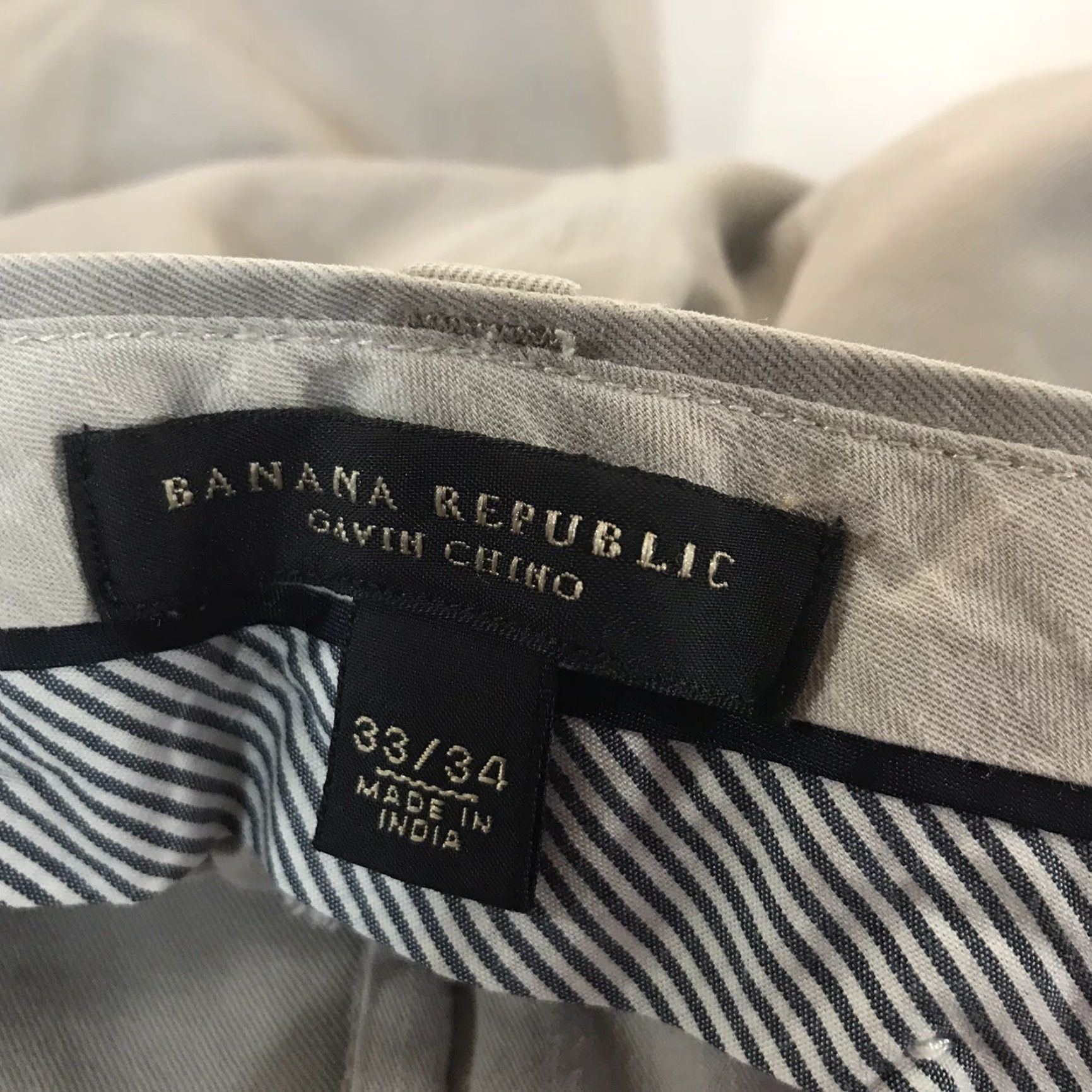 Banana Republic Banana Republic Gavin Chino Pants Beige Solid Regular Fit Mens Size 33X34 Size US 33 - 4 Thumbnail