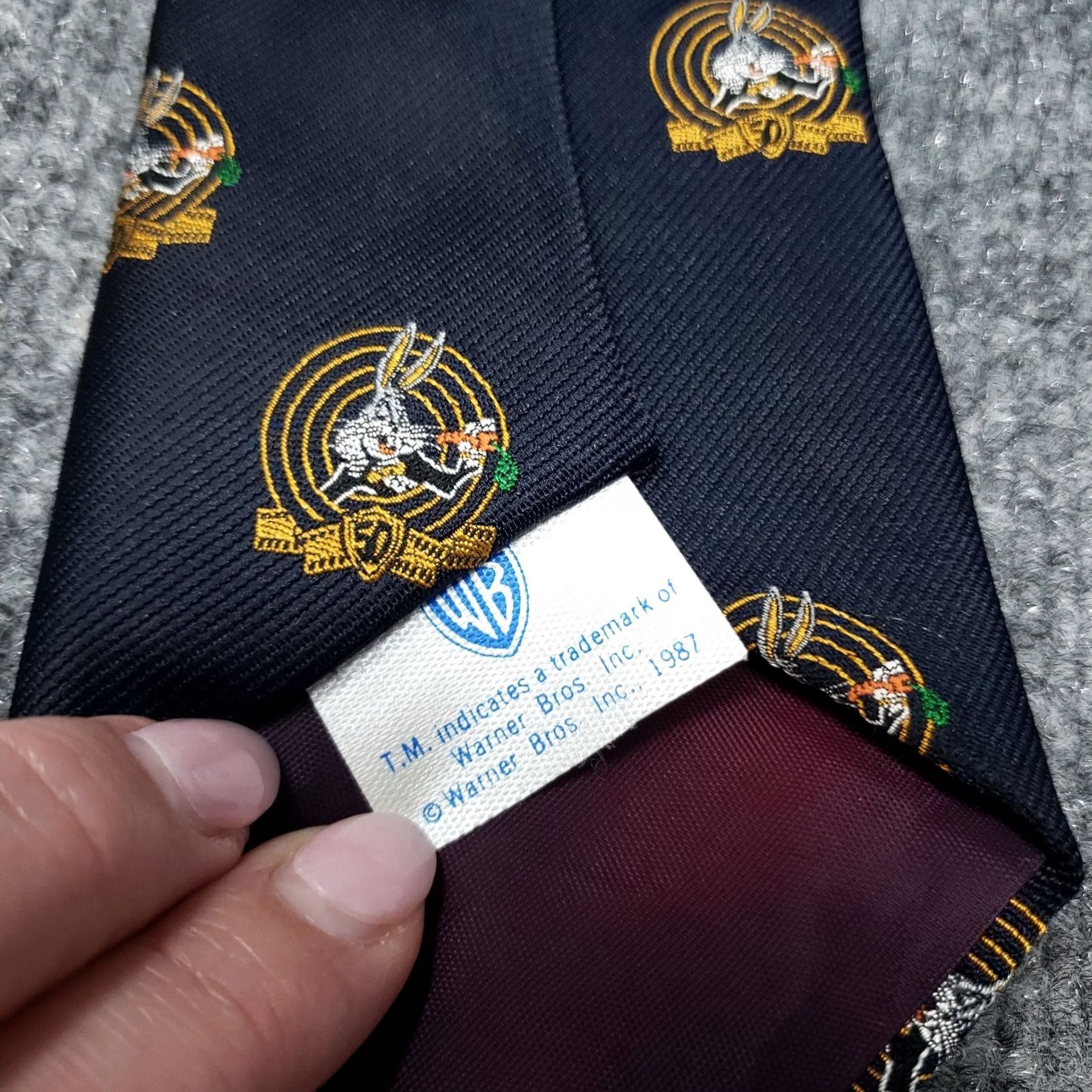 Vintage VINTAGE Bugs Bunny Warner Bros Neck Tie Mens Blue Looney Tunes Necktie Size ONE SIZE - 4 Thumbnail