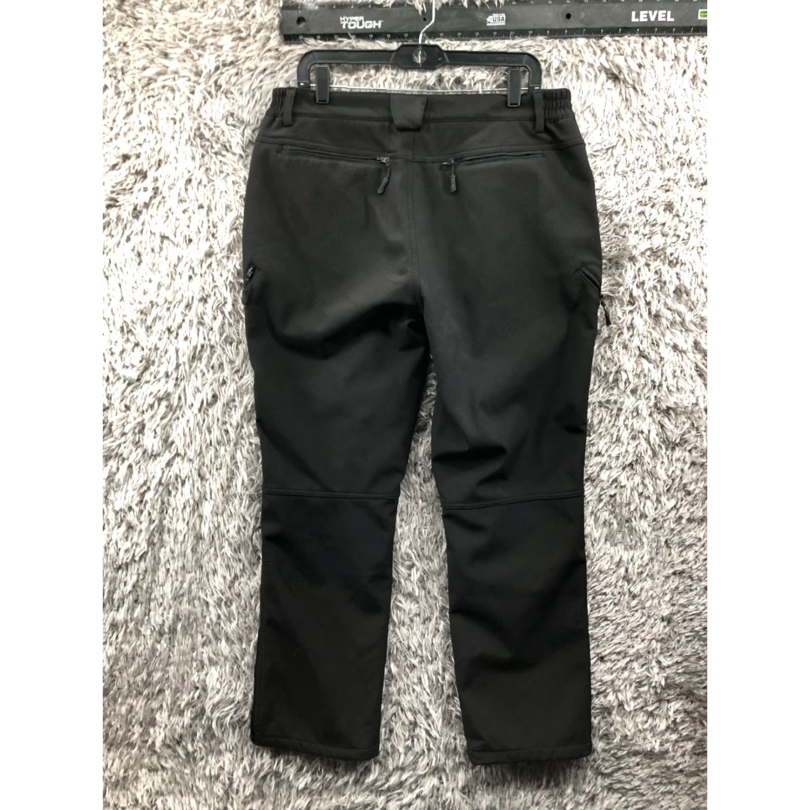 Vintage Stlight Pants Black 36x30 Regular Flat Front Straight Leg Pockets Zip Logo Knit Polyester Men Sz 36 Casual Travel Fall Winter Spring Mens Size US 36 / EU 52 - 5 Thumbnail
