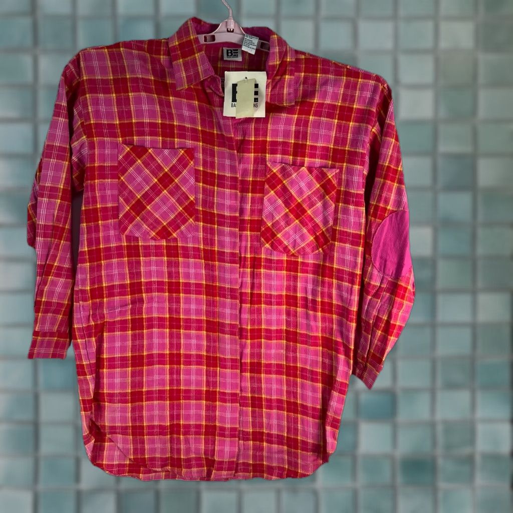 Basic Editions Basic Editions Shirt Women’s Size M Flannel Pink Plaid Button Long Sleeve NWT Size M / US 6-8 / IT 42-44 - 1 Thumbnail
