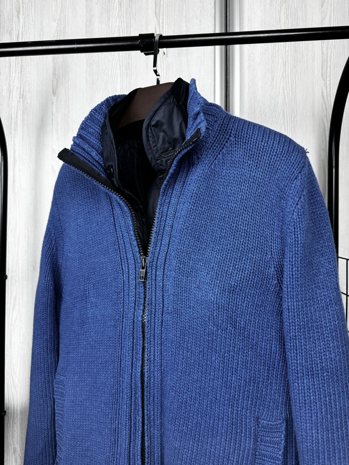 Fay Fay Blue knitted wool bomber jacket with lining size 50 Size US M / EU 48-50 / 2 - 5 Thumbnail