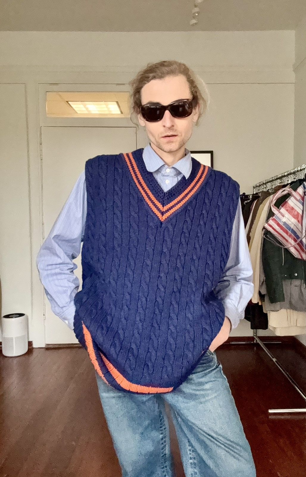Maison Margiela MARGIELA AW17 Oversized Cable Knit Sweater Vest Size US L / EU 52-54 / 3 - 13 Thumbnail