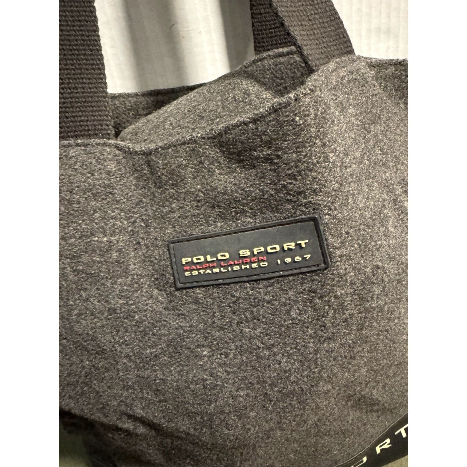 Vintage VINTAGE Polo Sport Ralph Lauren Wool Blend Tote Bag Grey 90s Y2K Streetwear Womens Medium Black Gray Logo Wool Exterior Knit Travel Casual Tote Size ONE SIZE - 2 Thumbnail