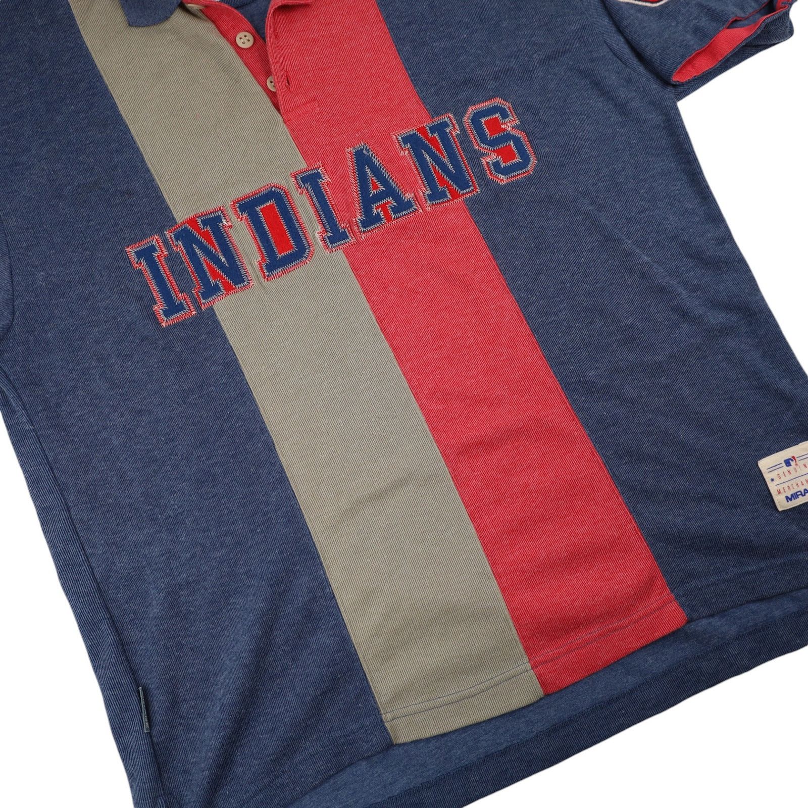 MLB × Vintage Vintage 90s MLB Mirage Cleveland Indians Spellout Polo Size US XL / EU 56 / 4 - 3 Thumbnail