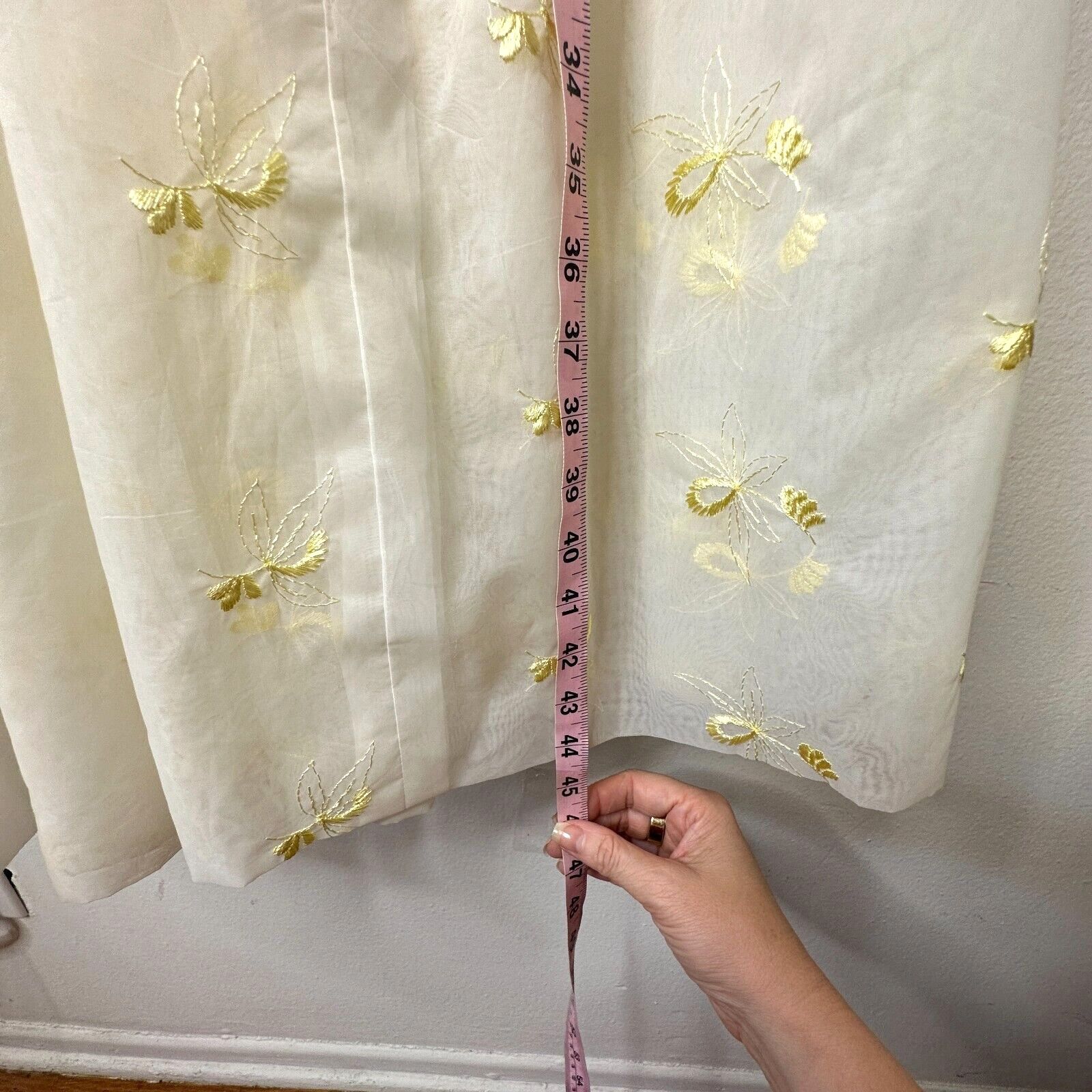 Vintage VINTAGE 50s Pale Yellow Floral Embroidered Sleeveless Dress Size S / US 4 / IT 40 - 11 Thumbnail