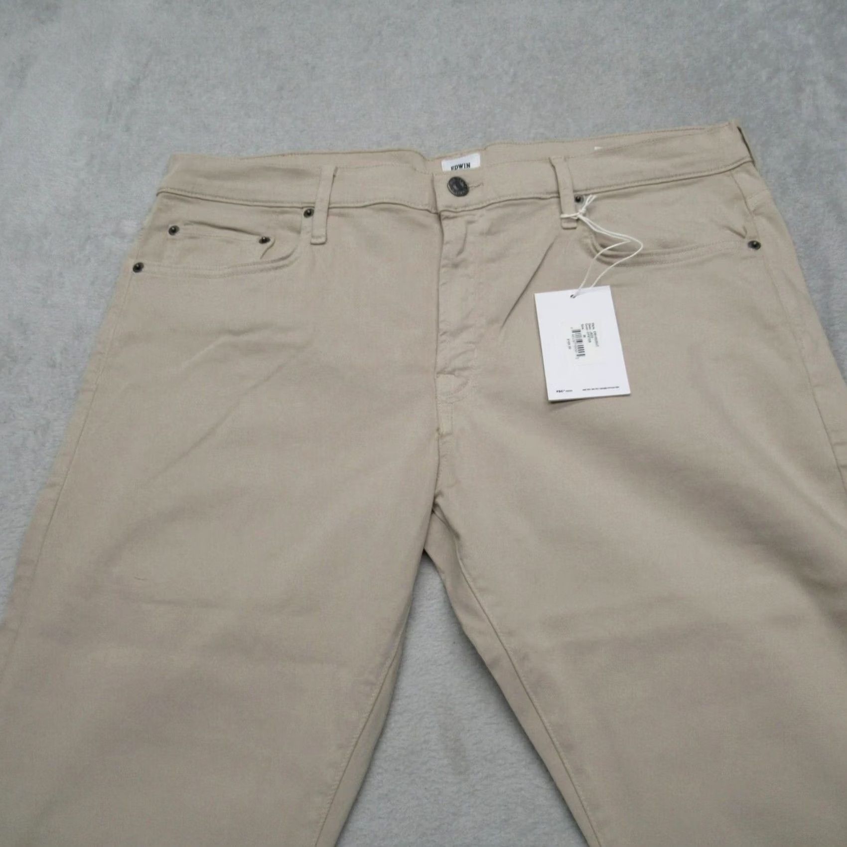 Edwin VINTAGE Edwin Jace Chino Pants Men 36 Beige 36x33 Regular Stretch Thermal Moisture Wicking Casual Workwear Size US 36 / EU 52 - 4 Thumbnail