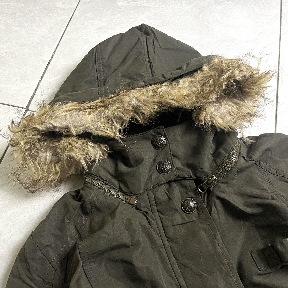 Japanese Brand 😍Unkwon fur jacket olive green style if sx ws nine lgb goa Size US L / EU 52-54 / 3 - 6 Thumbnail