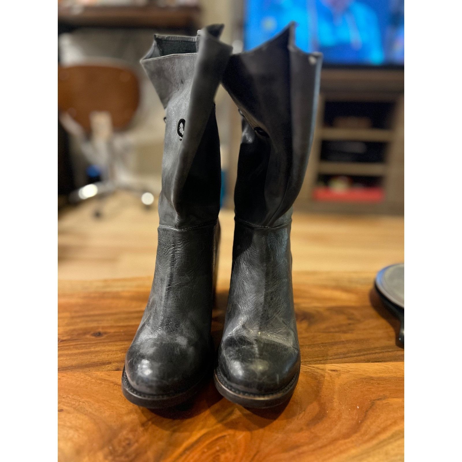 FREEBIRD Freebird by Steven Guilt Gray Leather Heeled Boots Women's S Size US 9 / IT 39 - 3 Thumbnail