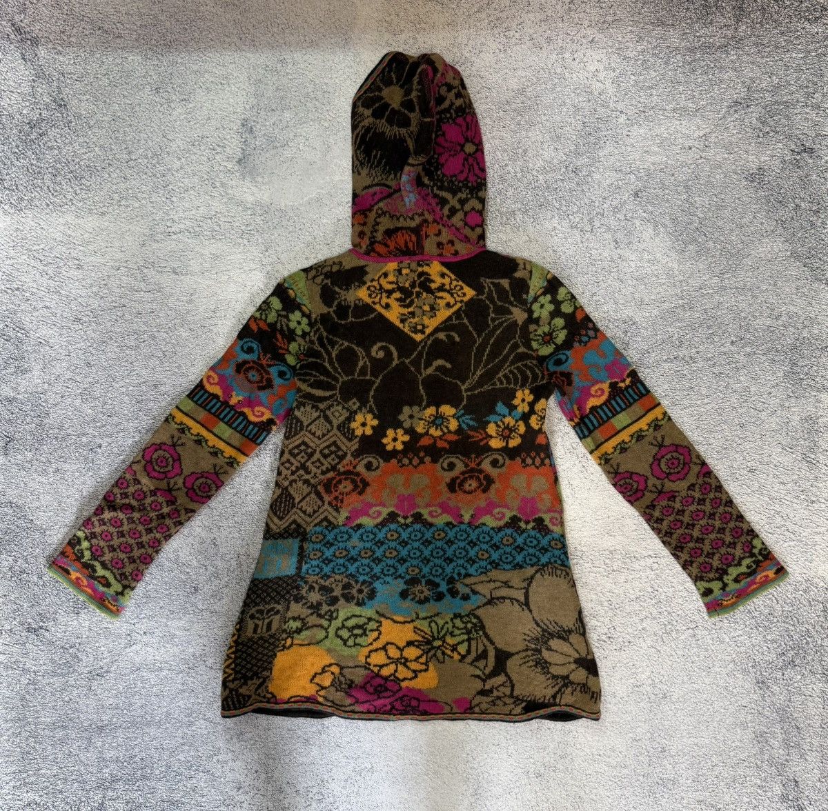 Other Ivko Lambswool Hooded Cardigan Coat Patchwork Boho Women M38 Size M / US 6-8 / IT 42-44 - 13 Thumbnail