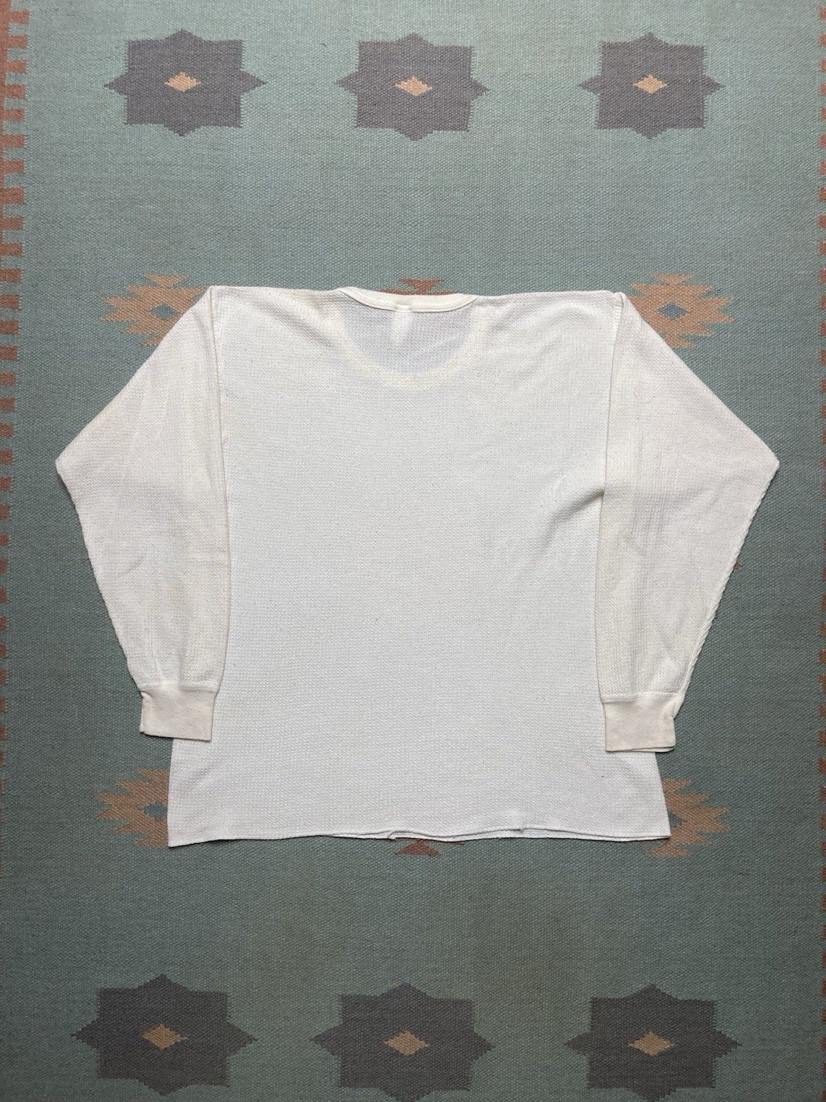 Vintage waffle knit thermal shirt base layer Hanes blank white XL Size US XL / EU 56 / 4 - 6 Thumbnail