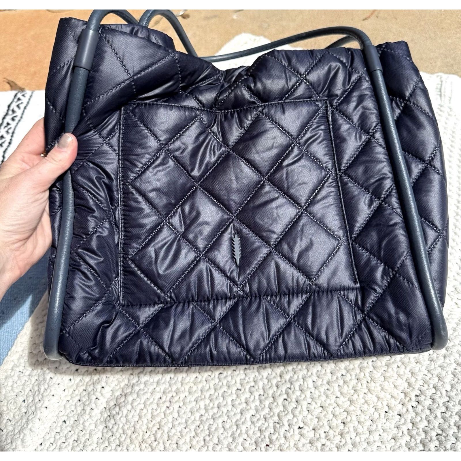 Vintage Thacker Quinn Packable Puffy Quilted Tote Shoulder Travel Bag Navy Medium Womens Quilted Thacker Quinn City Travel Bag Size ONE SIZE - 2 Thumbnail