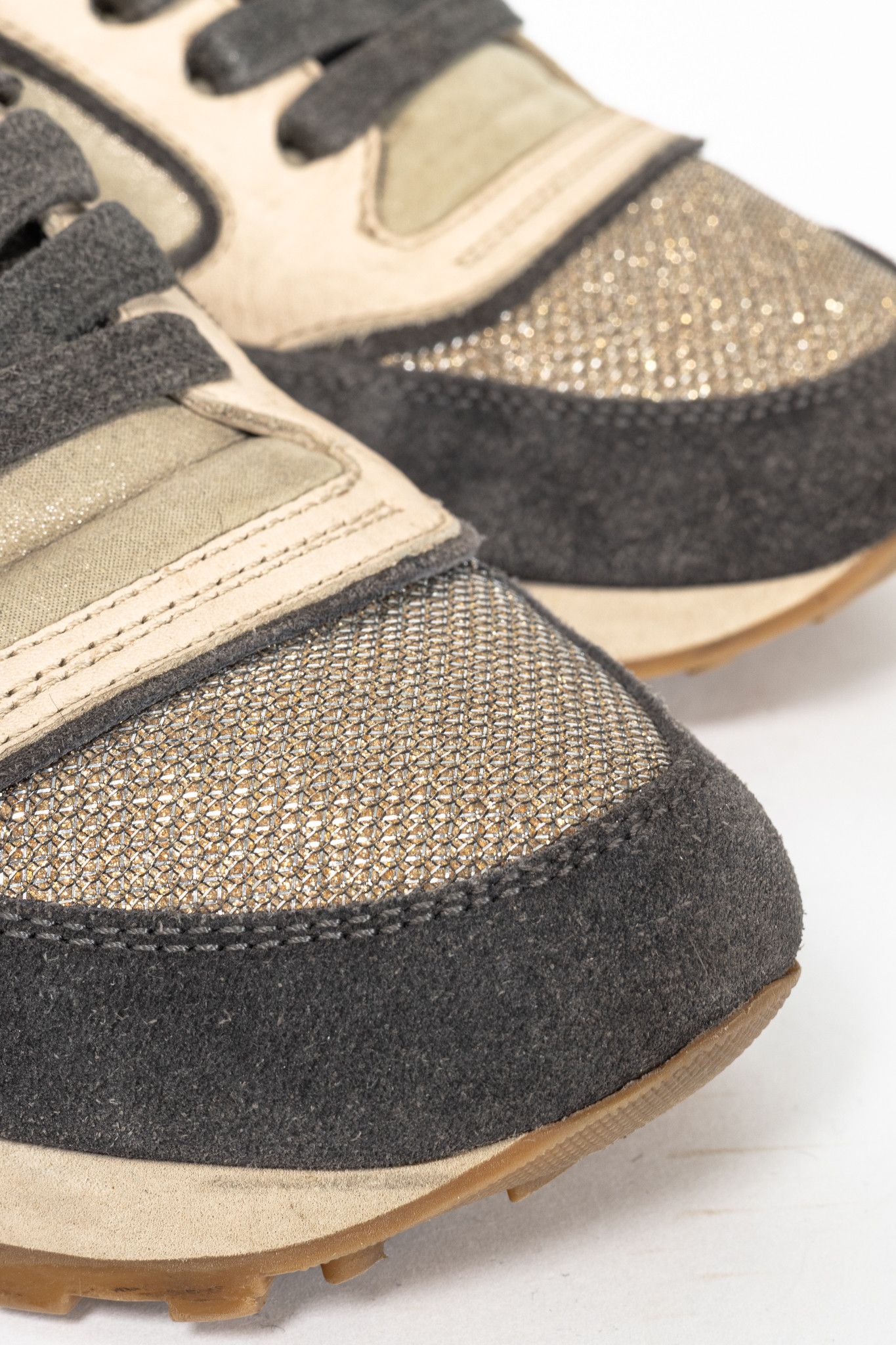 Brunello Cucinelli Brunello Cucinelli Suede & Leather Glitter Sneakers Size US 7.5 / IT 37.5 - 7 Thumbnail