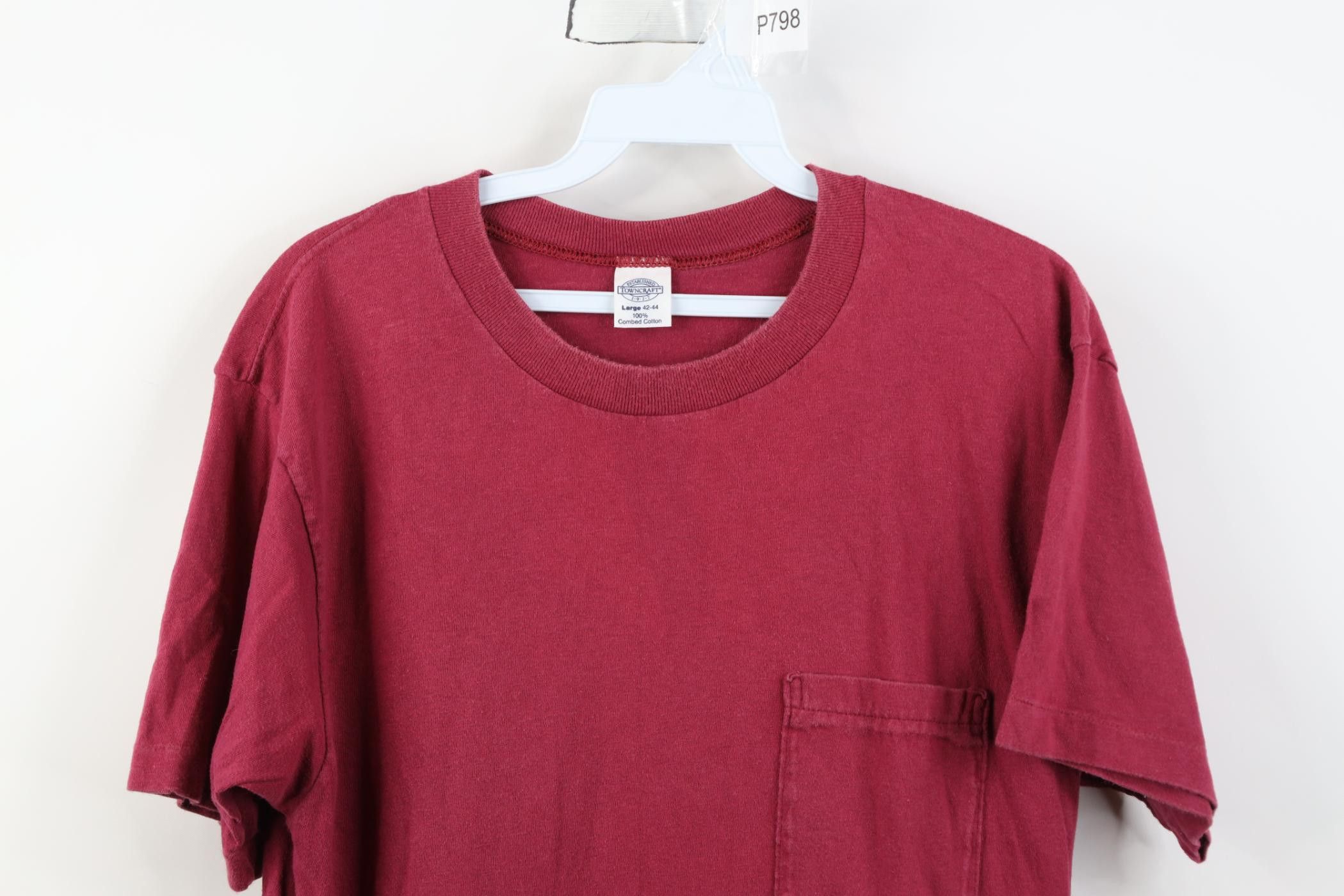 Vintage Vintage 90s Streetwear Blank Combed Cotton T-Shirt Red USA Size US L / EU 52-54 / 3 - 2 Thumbnail