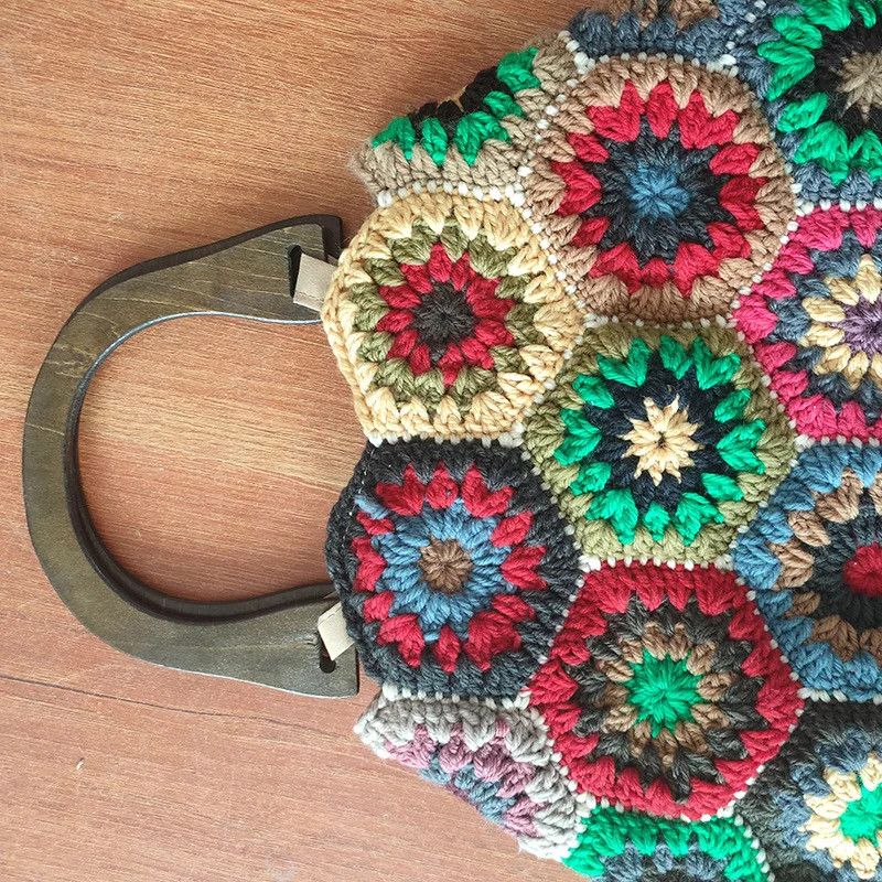 Designer × Vintage Luxury Bohemian Granny Crochet Handbag Size ONE SIZE - 4 Thumbnail