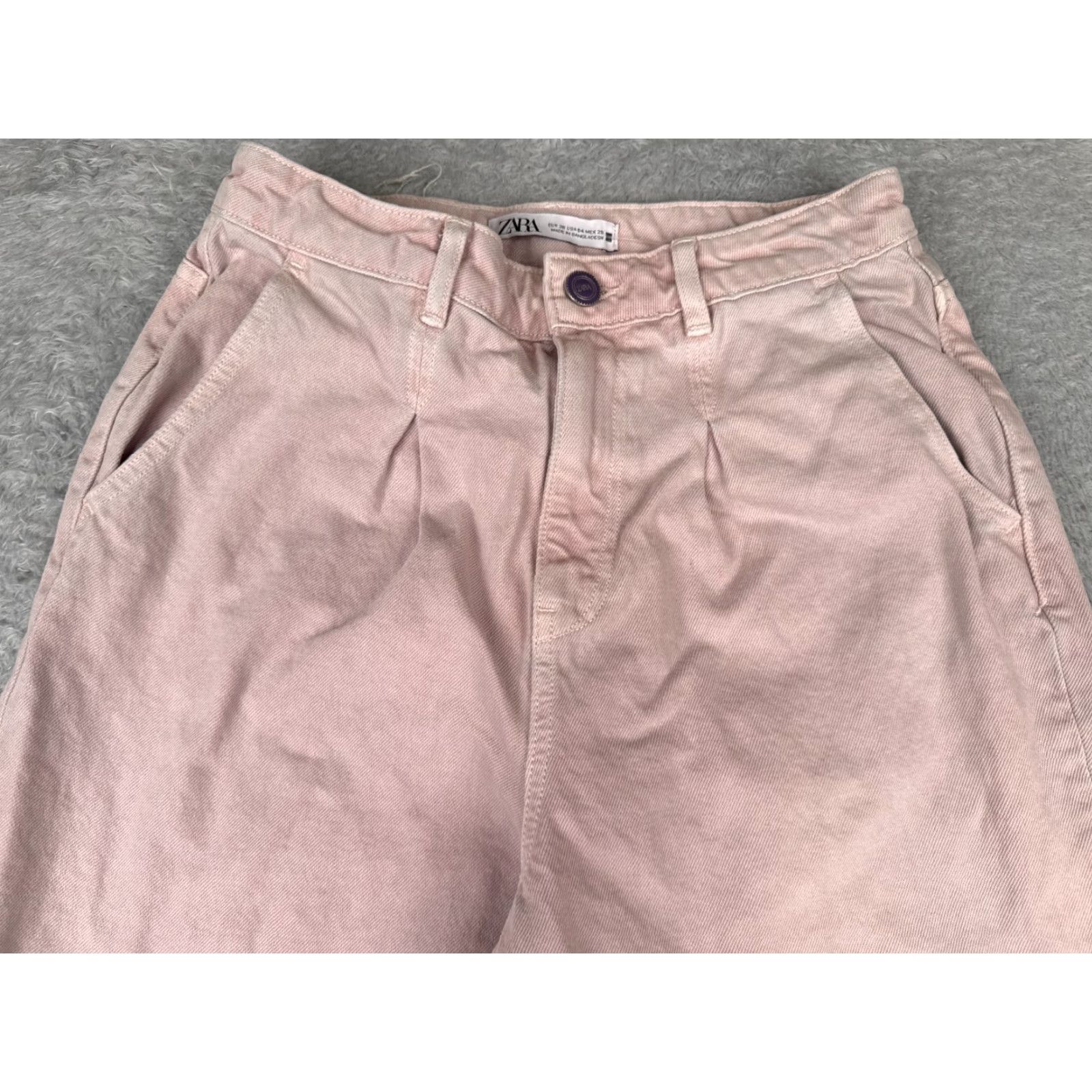 Zara Zara Jeans Womens Pink Denim Wide Leg High Rise Cotton Zip Fly 26x26 4 Size 27" / US 4 / IT 40 - 4 Thumbnail