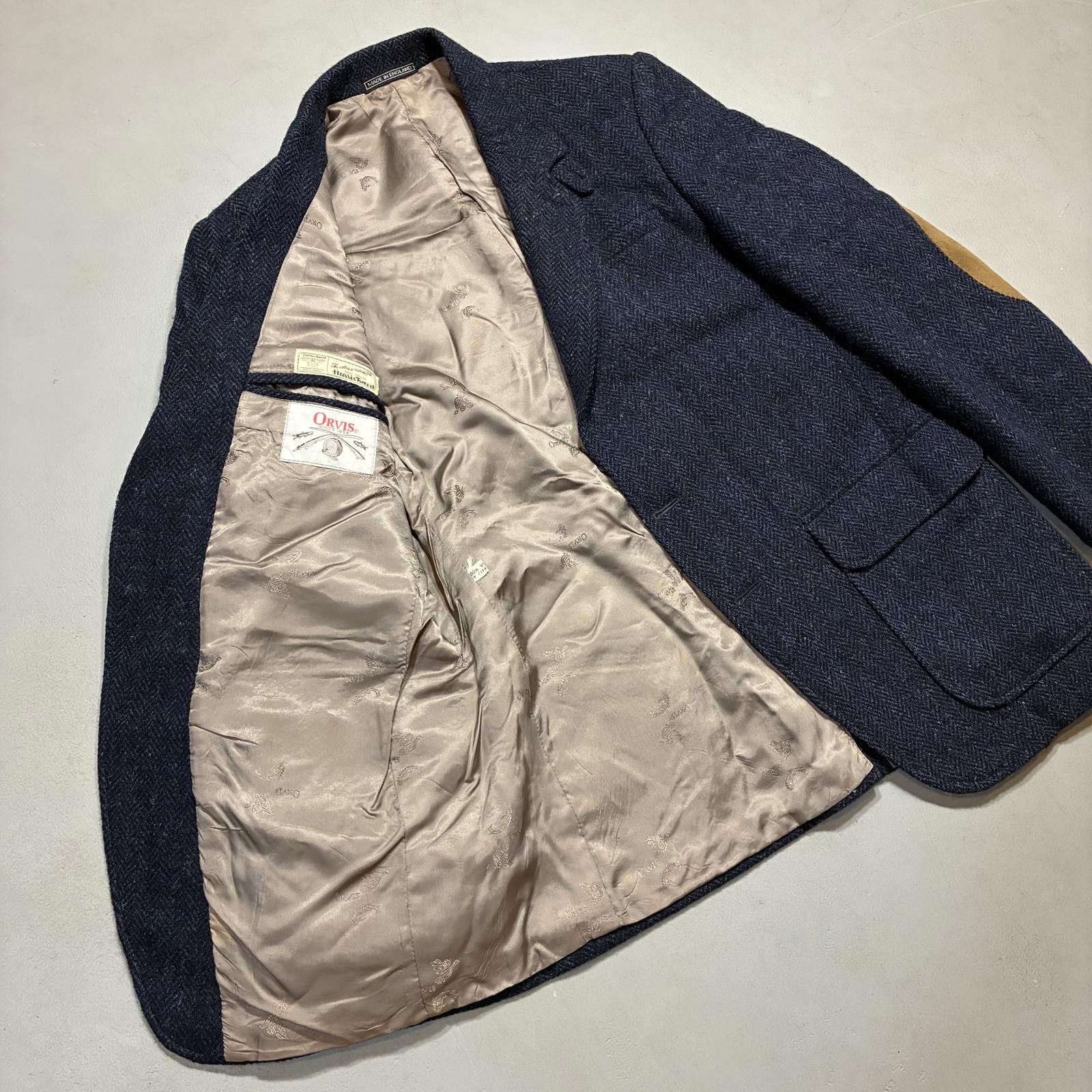 Harris Tweed VTG Orvis Harris Tweed Blazer Elbow Patch Professor Jacket Size 40S - 5 Thumbnail