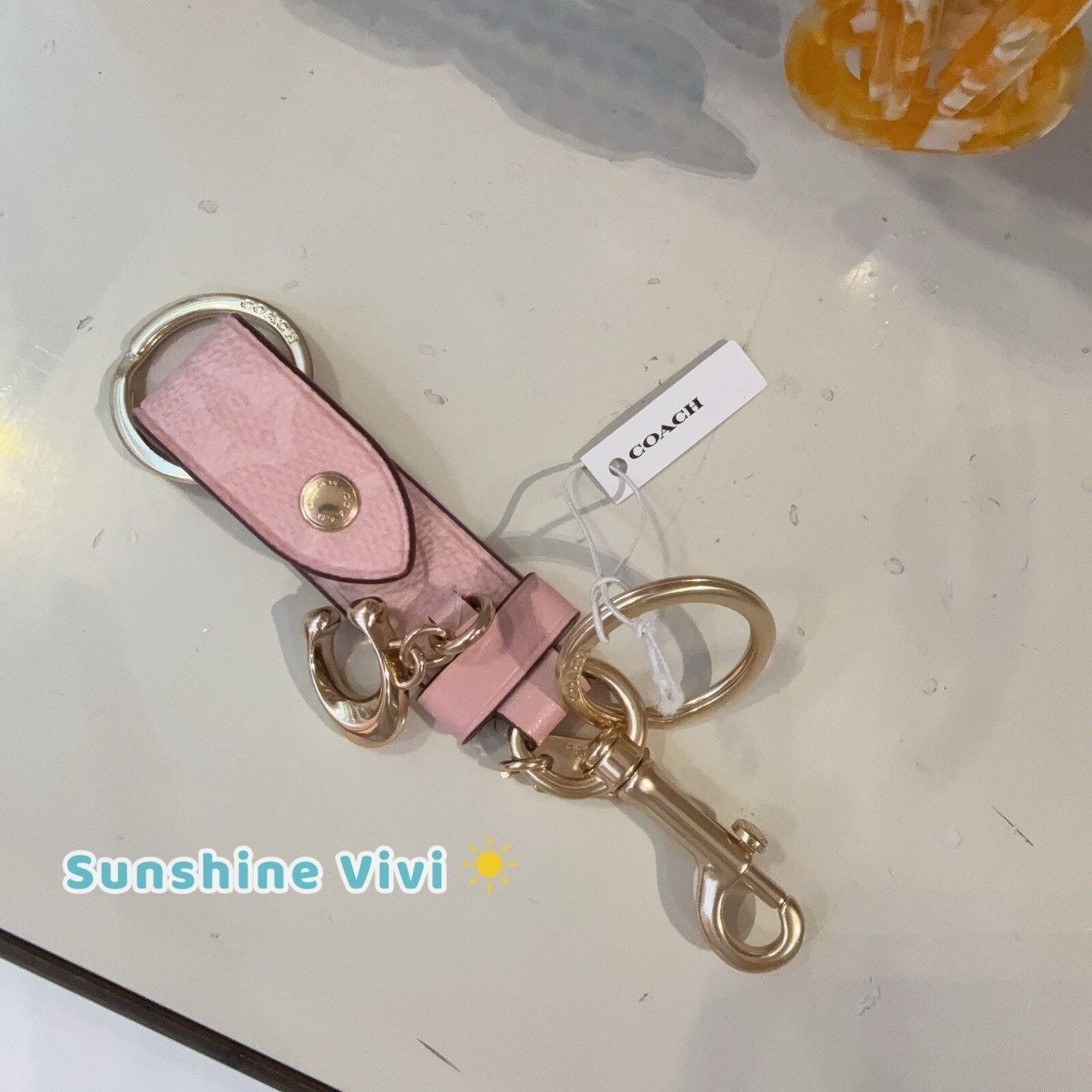 Coach NWT COACH CAU86 Trigger Snap Bag Charm Powder Pink Key Chain Size ONE SIZE - 4 Thumbnail
