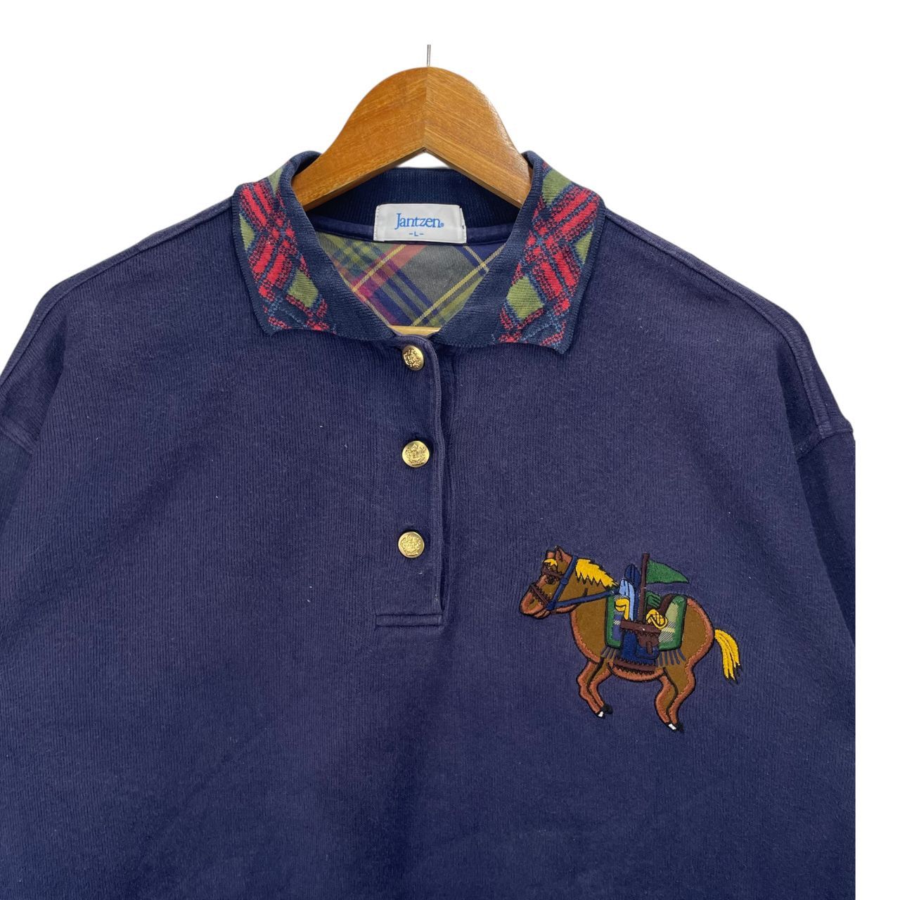 Jantzen Vintage Jantzen Collared Button Up Pullover Sweatshirt Size US L / EU 52-54 / 3 - 4 Thumbnail
