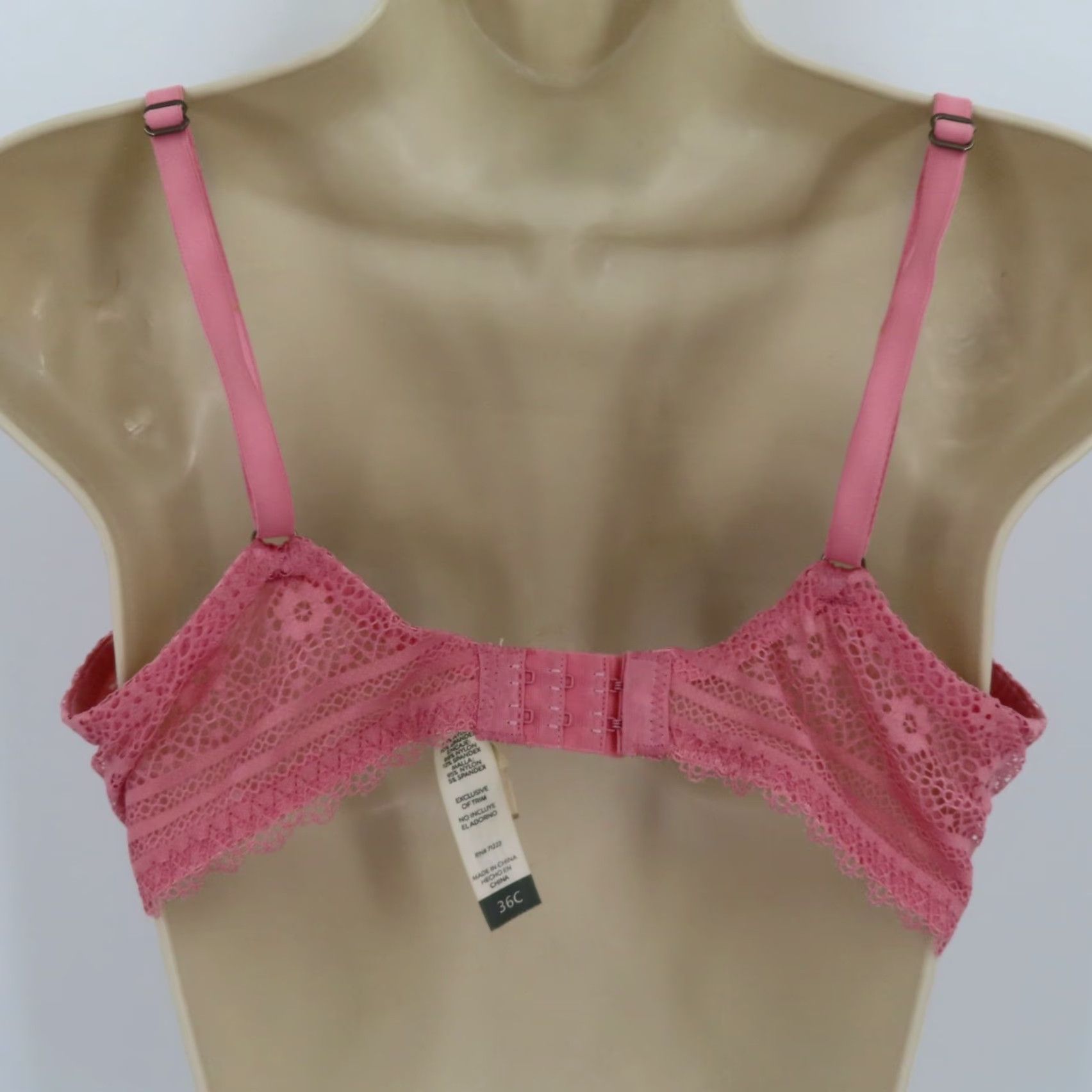 Lucky Brand Lucky Brand Bra 36C Pink White Floral Lace Underwire Lined Womens Size ONE SIZE - 5 Thumbnail