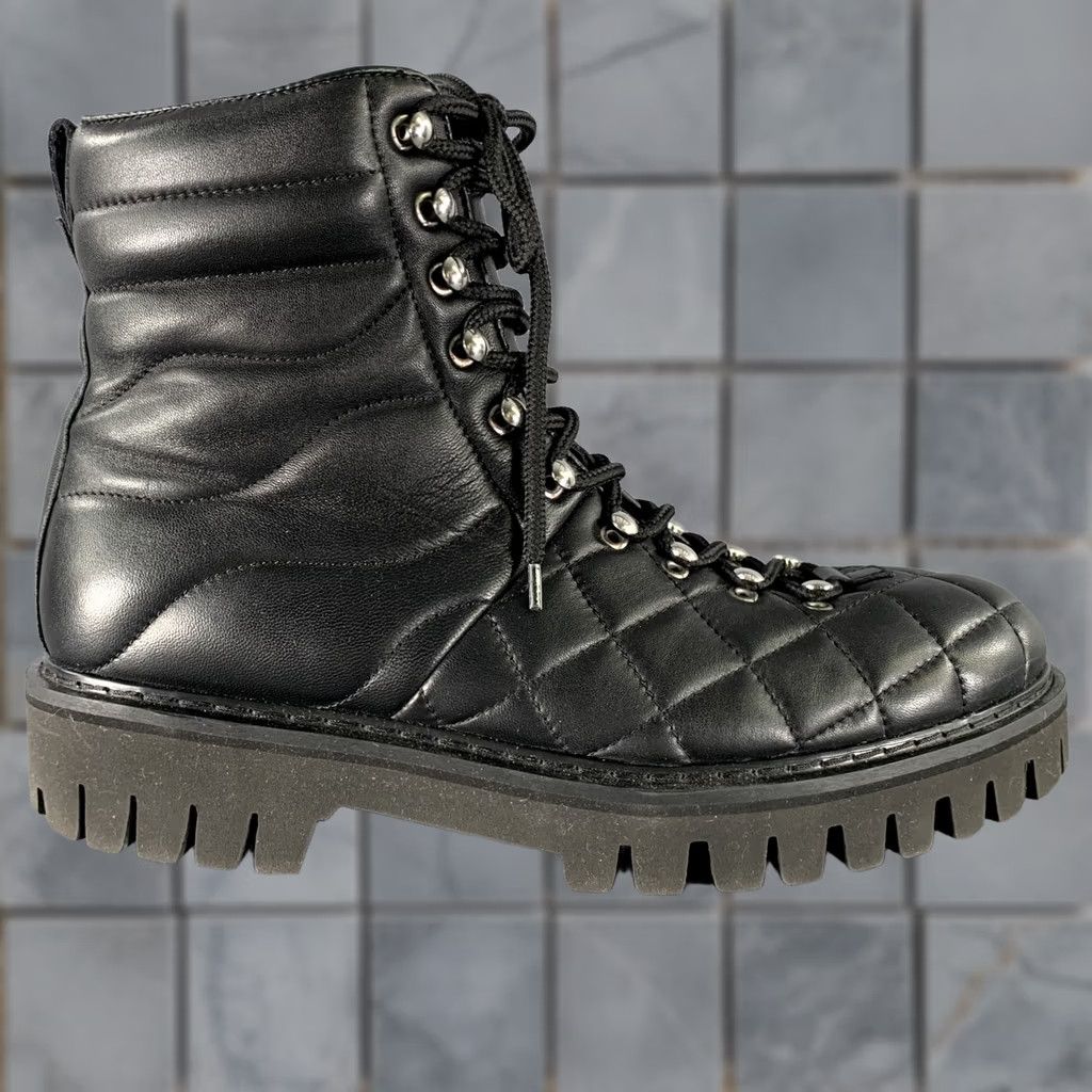 John Galliano JOHN GALLIANO Size 10 Black Quilted Leather Hike Boots Mens Boots Size US 10 / EU 43 - 1 Thumbnail