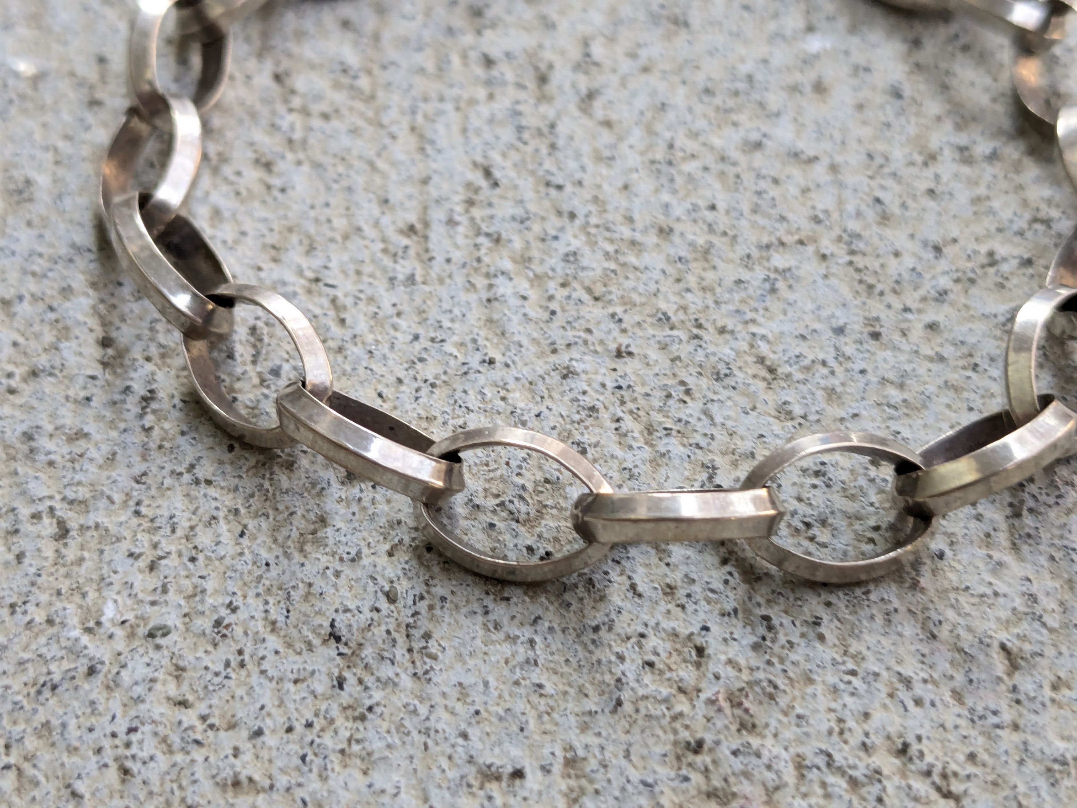 Jewelry Vintage Sterling Silver Bracelet Oval Chain 7.5" Y2K Size ONE SIZE - 7 Thumbnail