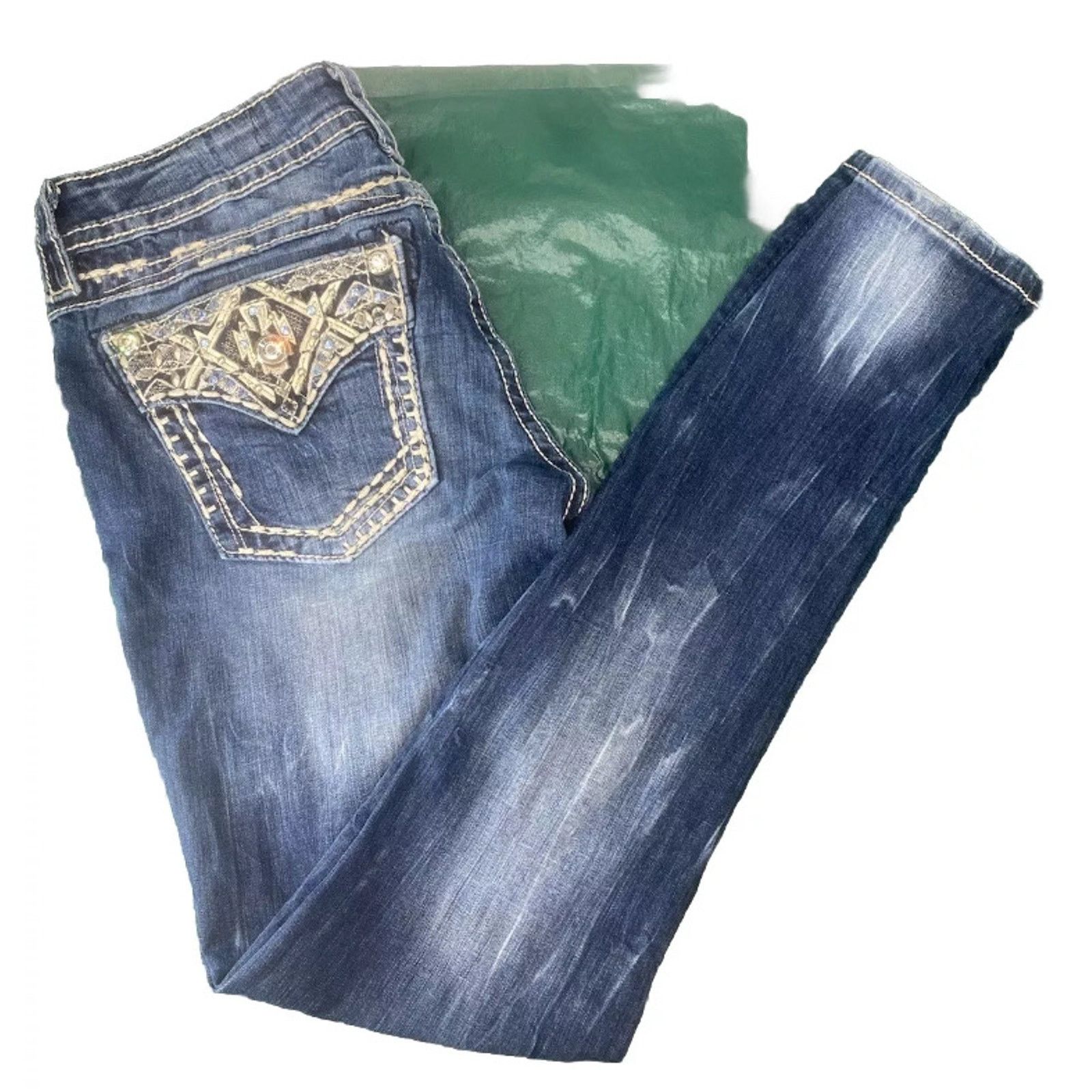 Miss Me MISS ME Size 27 Denim Mid-Rise Ankle Skinny Y2K Distressed Size 27" / US 4 / IT 40 - 2 Thumbnail