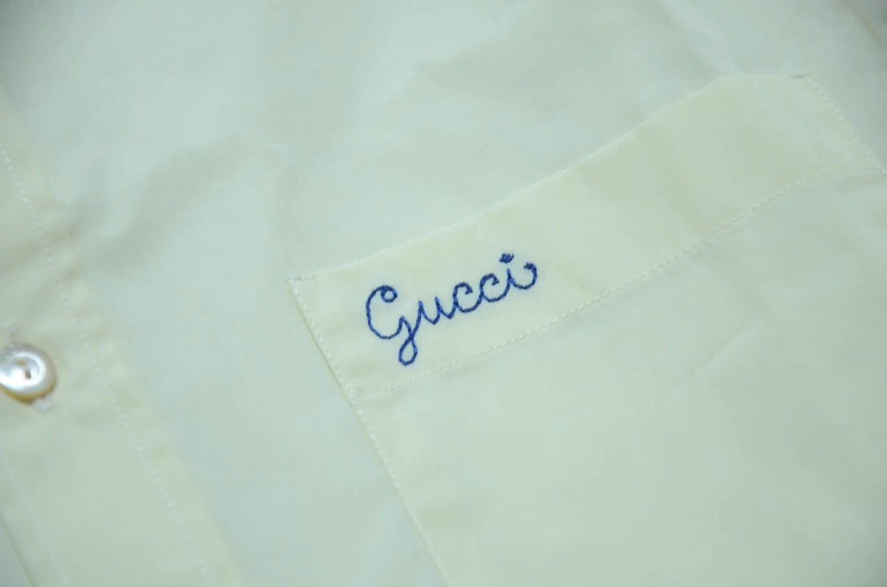 Gucci Gucci Yellow Embroidered Logo Silk Shirt Size US S / EU 44-46 / 1 - 4 Thumbnail