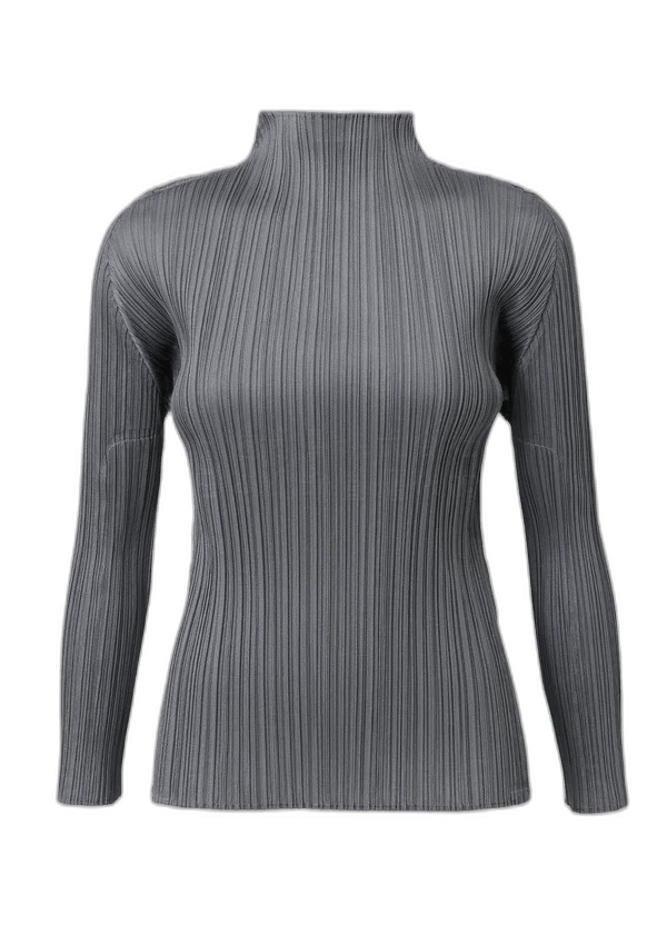 Issey Miyake Long Sleeve Top in Dark Gray-yf