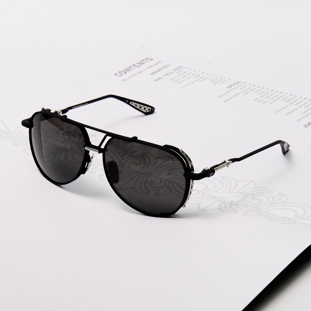 Chrome Hearts CHROME HEARTS BOXEDEN MATTE BLACK/ SHINY SILVER SUNGLASSES Size ONE SIZE - 2 Thumbnail