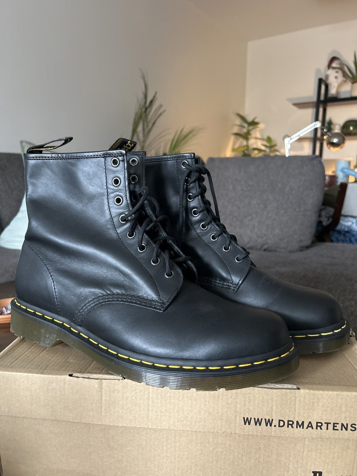 Dr. Martens Black Nappa Boots - Standard fit Size US 13 / EU 46 - 1 Thumbnail