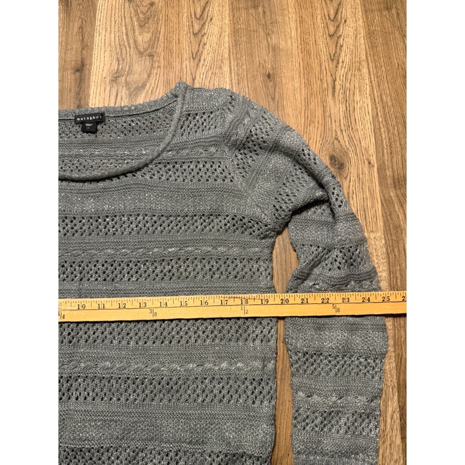 Vintage Metaphor Shirt Women's Large Grey Silver Sparkly Holes Long Sleeve Shirt Size L / US 10 / IT 46 - 6 Thumbnail