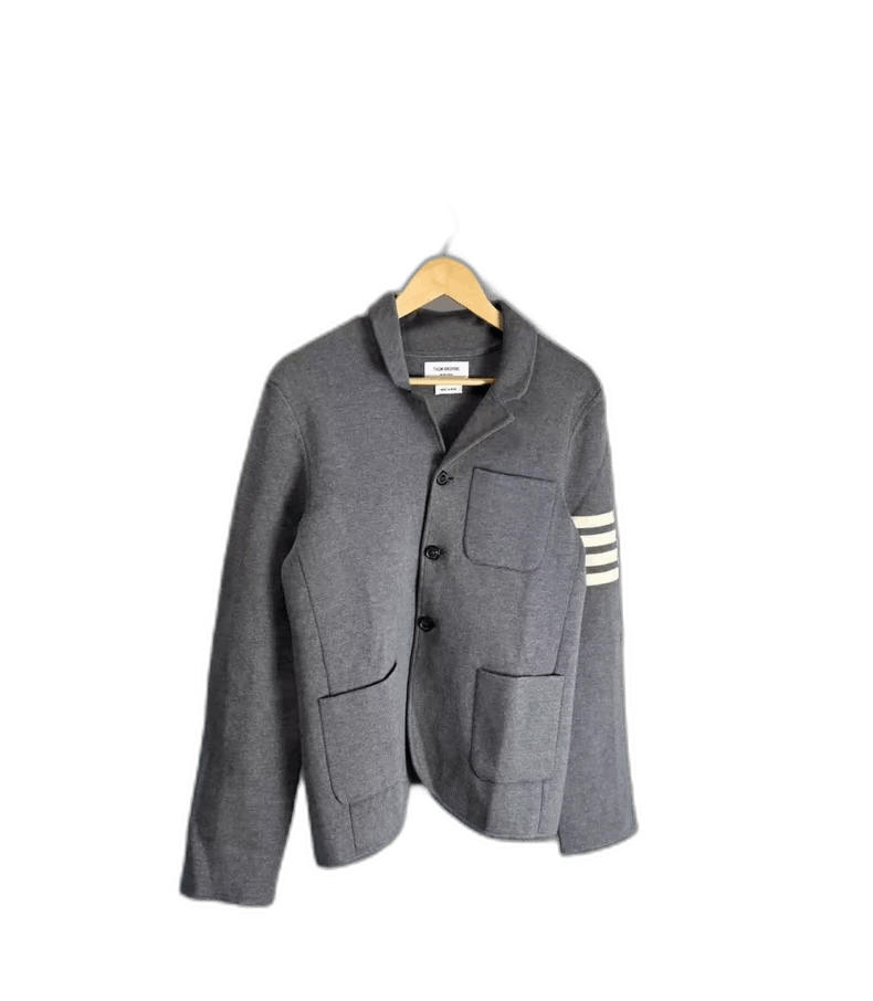 Thom Browne Thom Browne Gray Wool Blazer with Stripes-yf Size US S / EU 44-46 / 1 - 1 Thumbnail