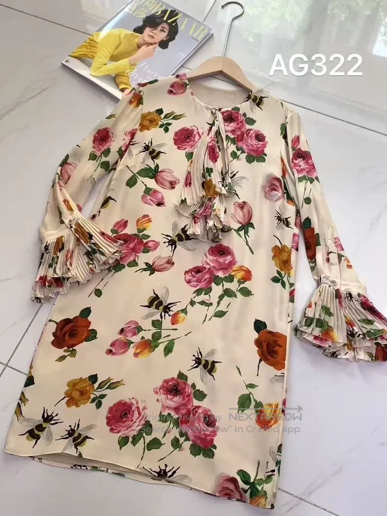 Gucci Gucci Bee flower mulberry silk dress Size XS / US 0-2 / IT 36-38 - 1 Thumbnail