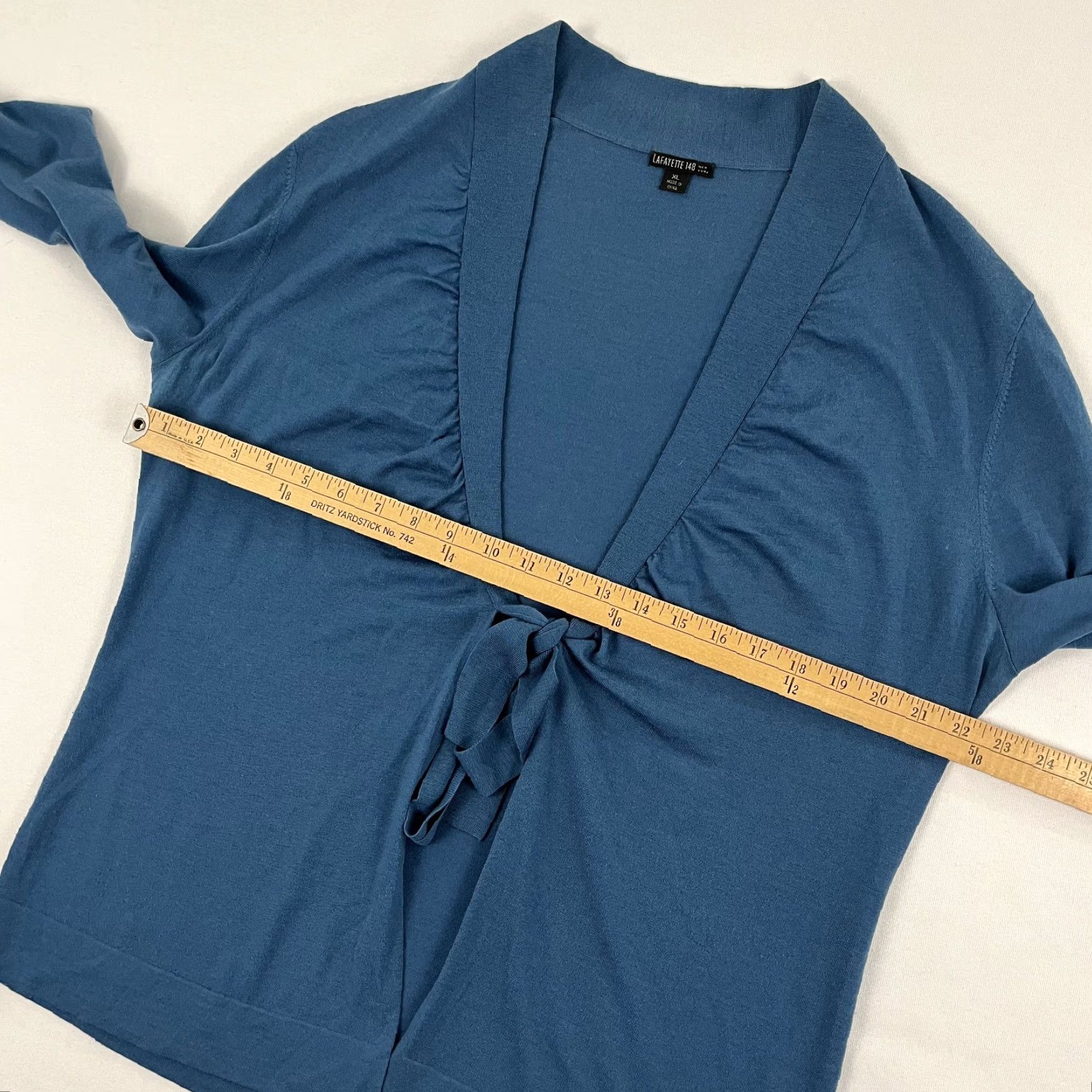 Vintage Lafayette 148 NY Sweater Women XL Blue Super 120s Wool Tie Front Pullover Preppy Womens Size XL / US 12-14 / IT 48-50 - 5 Thumbnail