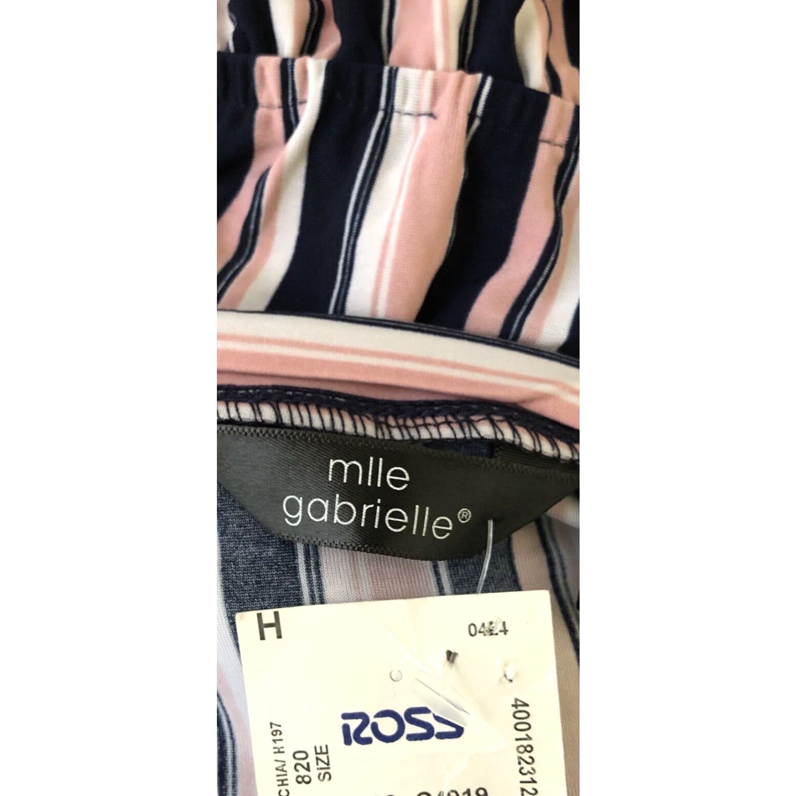 Vintage Mlle Gabrielle Jumpsuit L Pink Blue Stripe Mock Wrap V-Neck ShortSleeve NWT Womens One-Piece Dress Style: Jumpsuit Size 36" / US 14 / IT 50 - 3 Thumbnail