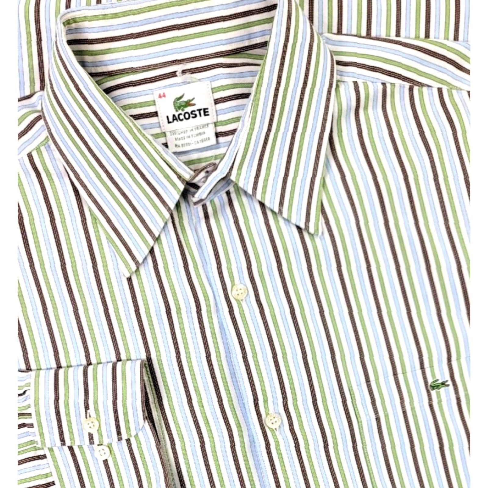 Lacoste Lacoste Mens Long Sleeve Button-Up Shirt XL Multicolor Striped France Made Button-Down Collar Size US XL / EU 56 / 4 - 2 Thumbnail