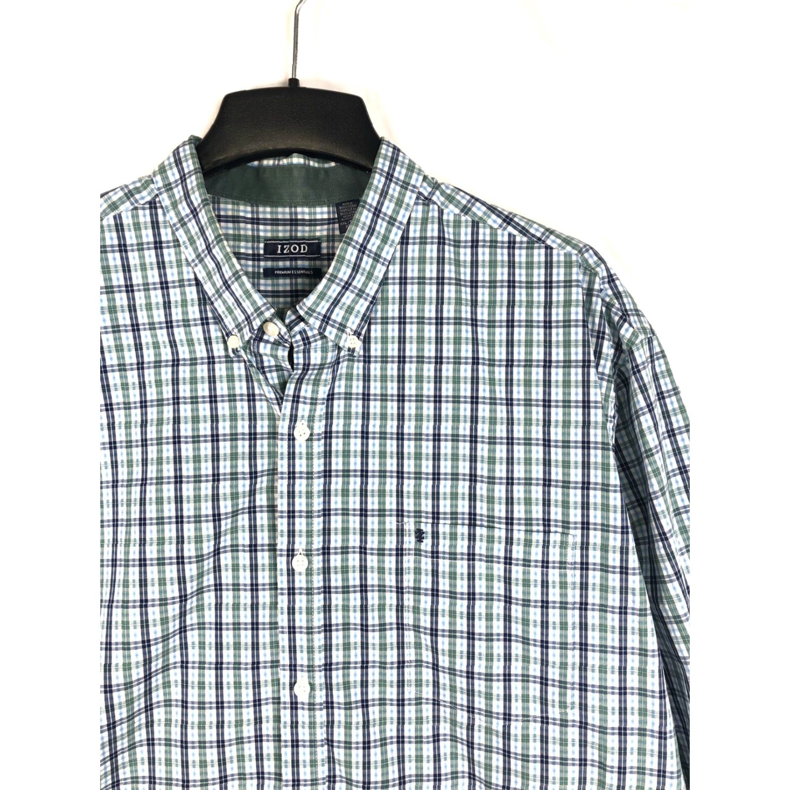 Izod IZOD Mens Shirt 2XL Plaid Long Sleeve Button-Up Green Blue Casual Shirt Mens Size US XXL / EU 58 / 5 - 2 Thumbnail
