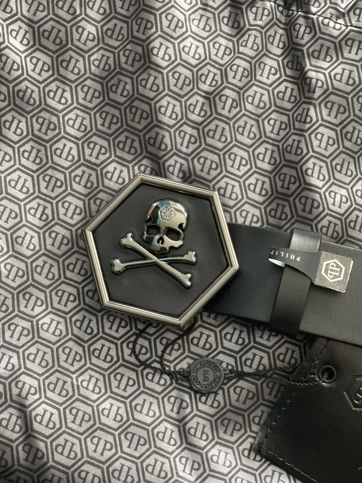 Philipp Plein Philipp Plein Skull Black Leather Hexagon Belt (100cm) Size ONE SIZE - 4 Thumbnail