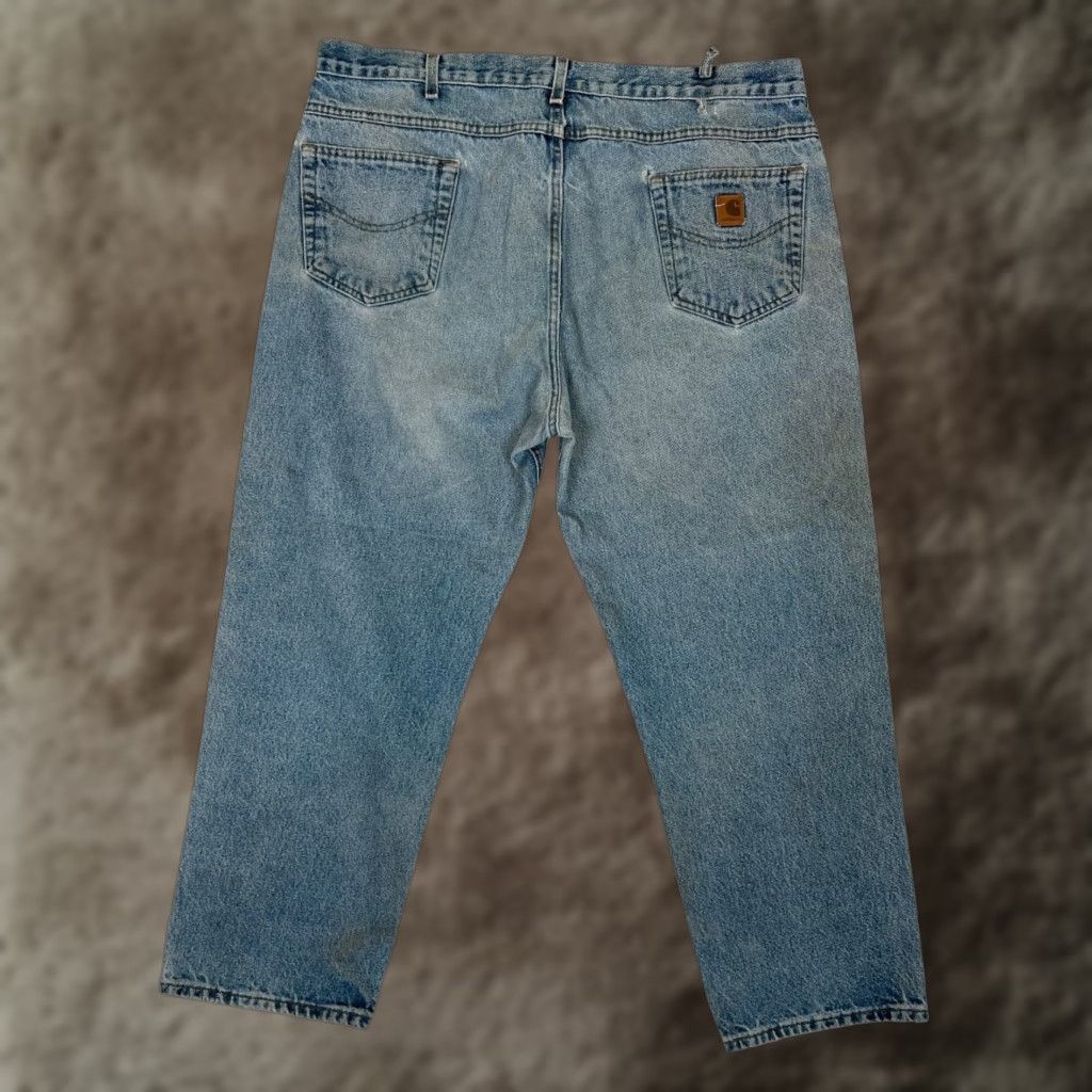 Carhartt VINTAGE Carhartt B160 DST Jeans Mens 42x30 Distressed Denim Leather Tag Workwear Size US 42 / EU 58 - 1 Thumbnail