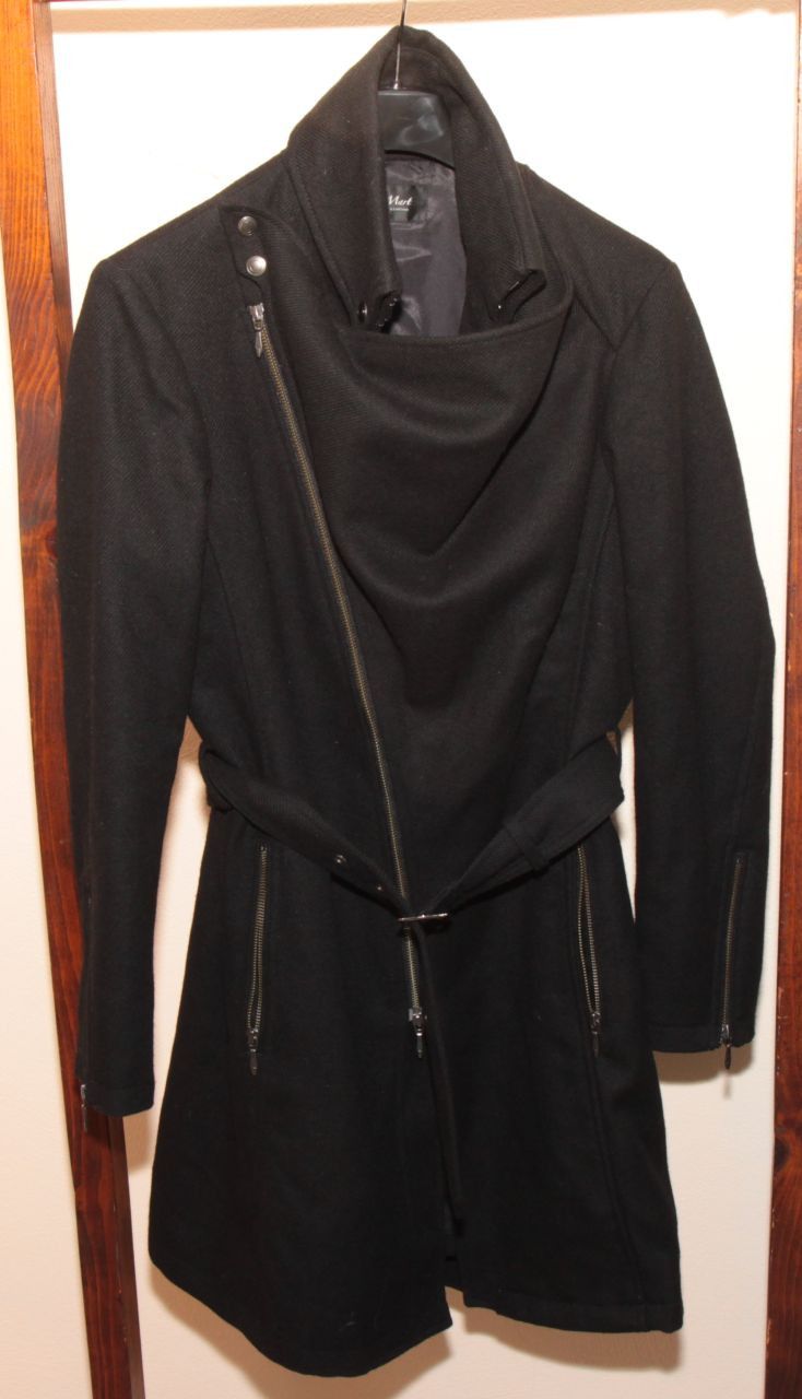 Tornado Mart Melton Wool Asymmetric Zip High Neck Coat Size US M / EU 48-50 / 2 - 1 Thumbnail