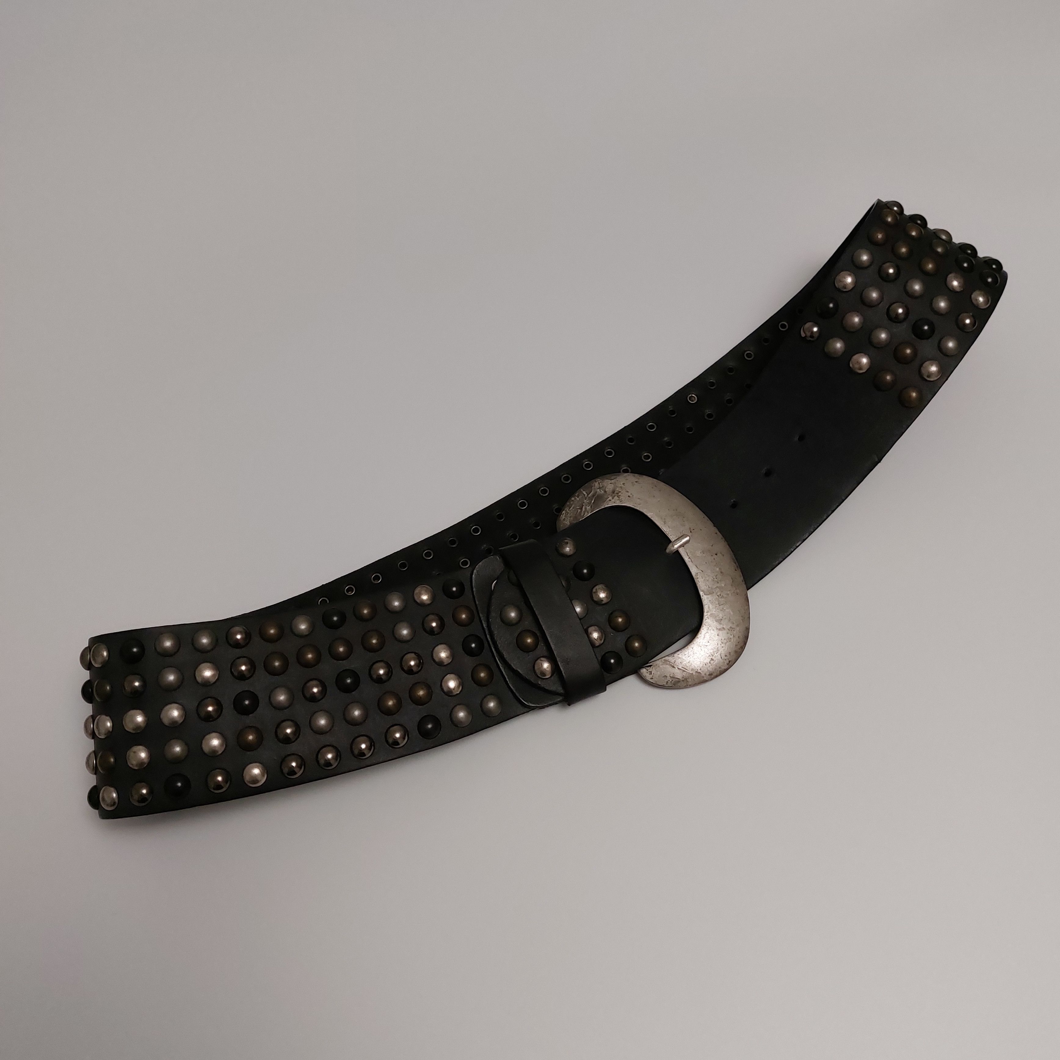 Leather Vintage Studded Leather Belt Heavy Metal Punk Size ONE SIZE - 2 Thumbnail