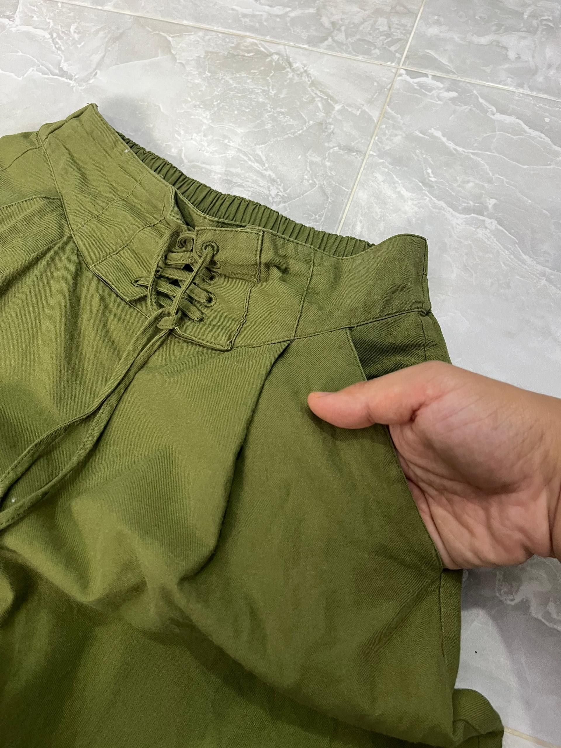 LOWRYS FARM Lowrys Farm Olive Wide Leg Lace-Up Pants Size 26" / US 2 / IT 38 - 5 Thumbnail