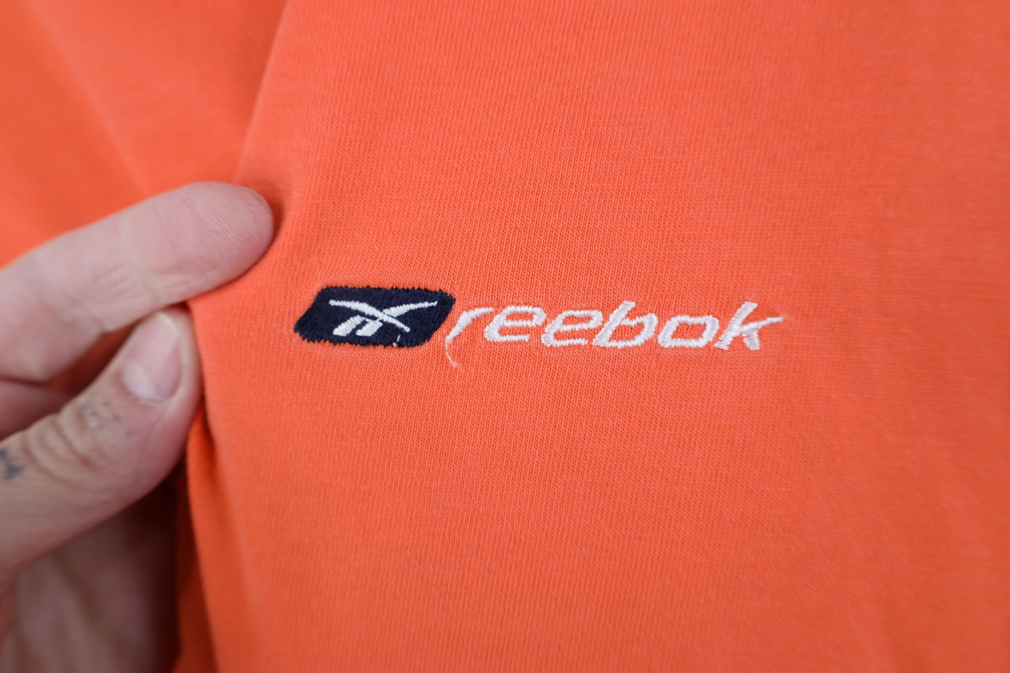 Reebok Vintage 90s Reebok Faded Spell Out T-Shirt Orange Cotton Size US L / EU 52-54 / 3 - 4 Thumbnail