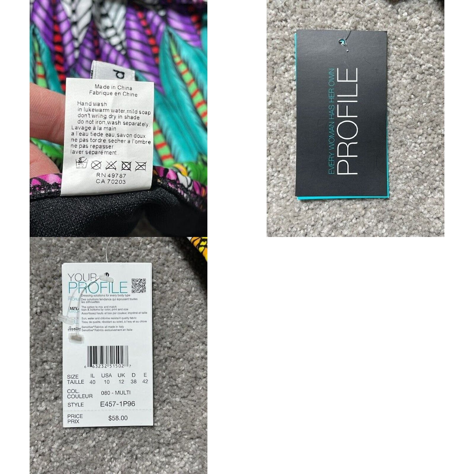 Swims Profile Swim Bikini Bottom 10 Side Tie Boho Festival Tribal Vacation Colorful Size 32" / US 10 / IT 46 - 8 Thumbnail