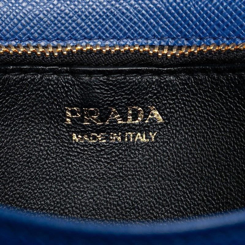 Prada Prada Chain Saffiano Leather Shoulder Bag Blue Size ONE SIZE - 7 Thumbnail